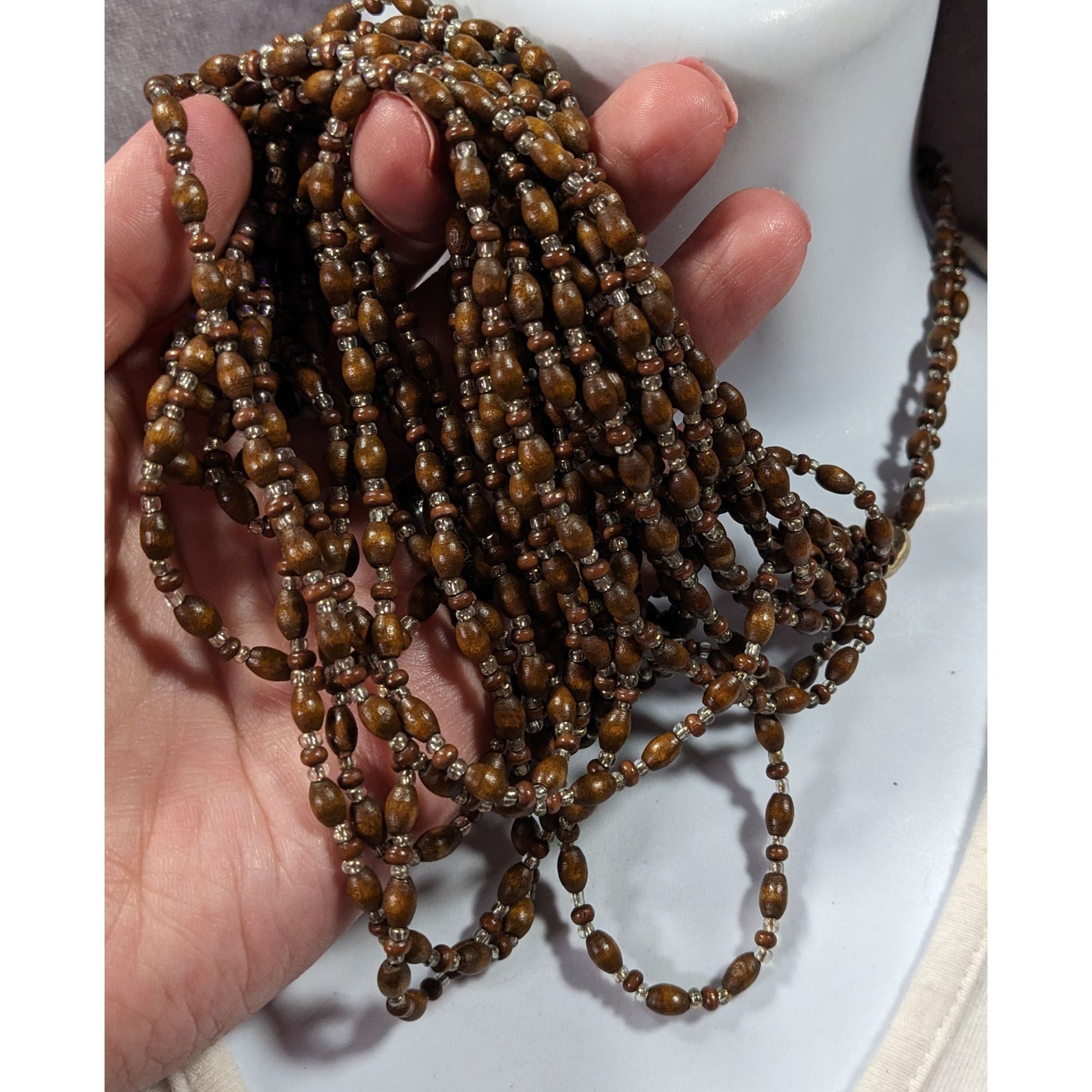 Other FJ Bohemian Brown Wood And Glass Beaded Multilayer Necklace Size ONE SIZE - 4 Thumbnail