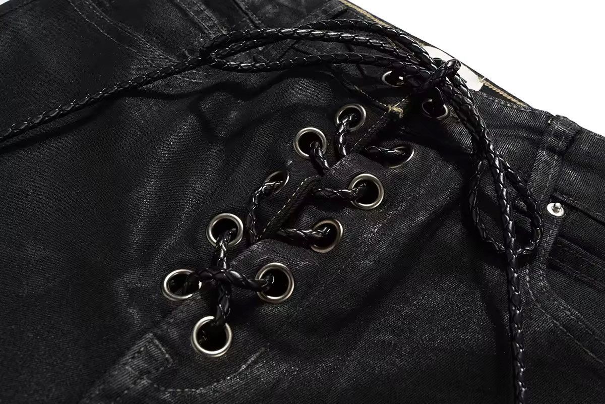 Japanese Brand × Jean Coated Stretch Black Flare Baggy Leather Trousers Size US 28 / EU 44 - 5 Thumbnail