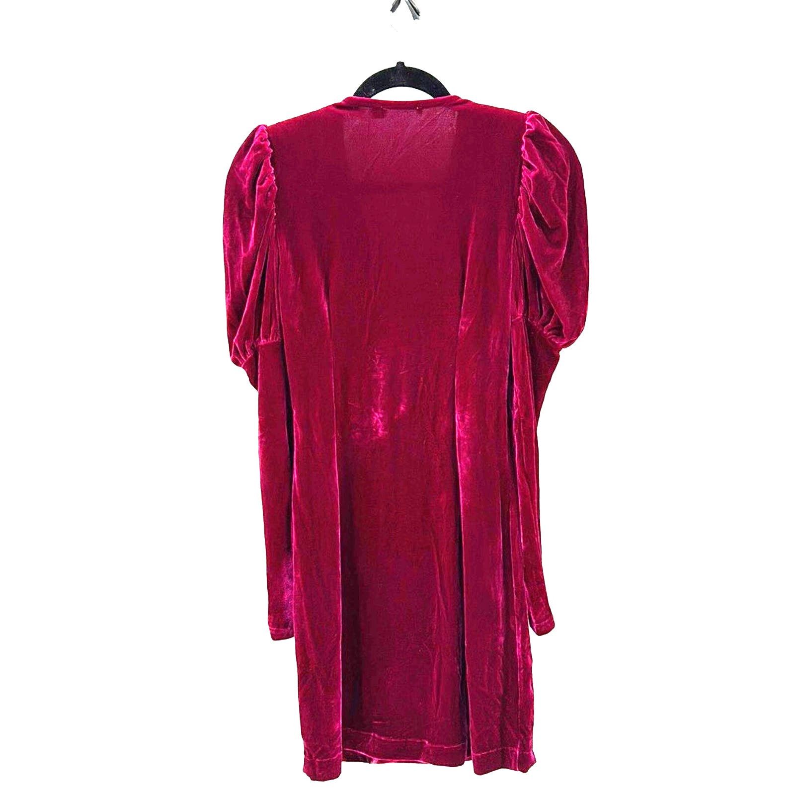 Boohoo Boohoo Deep Pink velvet button bodycon sz S western holiday Size S / US 4 / IT 40 - 3 Thumbnail