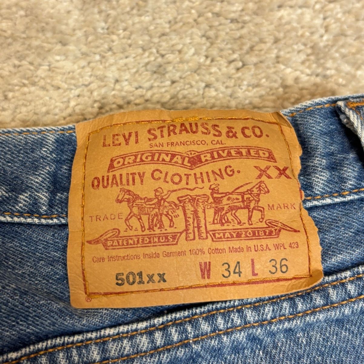 Levi's × Vintage Vintage 90s Levi's 501xx Straight Leg Jeans 34x36 (32x33) Size US 34 / EU 50 - 5 Thumbnail