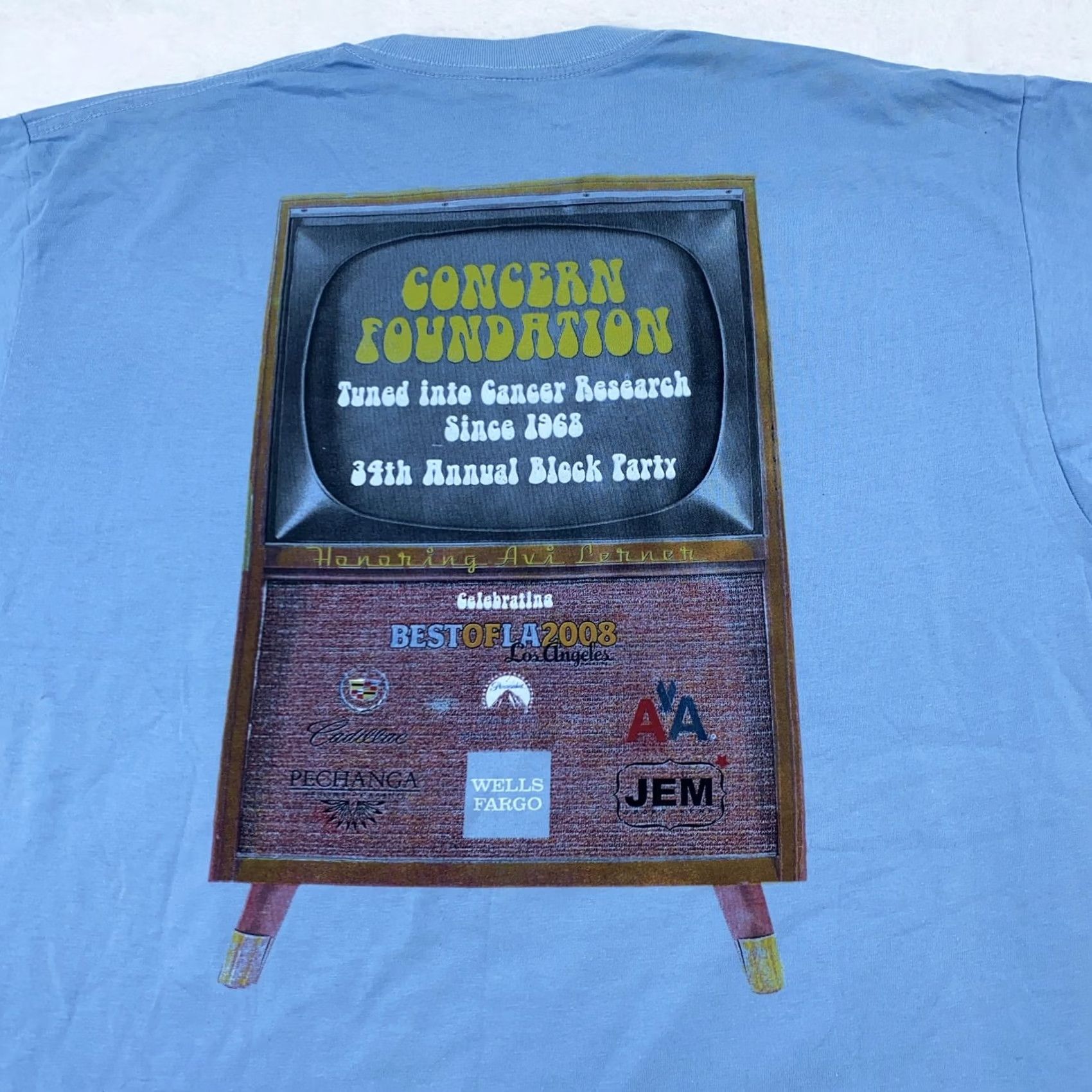 Vintage Concern Foundation Block Party Shirt Mens XL Cancer Research 2008 Charity Tee Blue Graphic Print Short Sleeve Crew Neck Cotton Vintage: No Size US XL / EU 56 / 4 - 2 Thumbnail