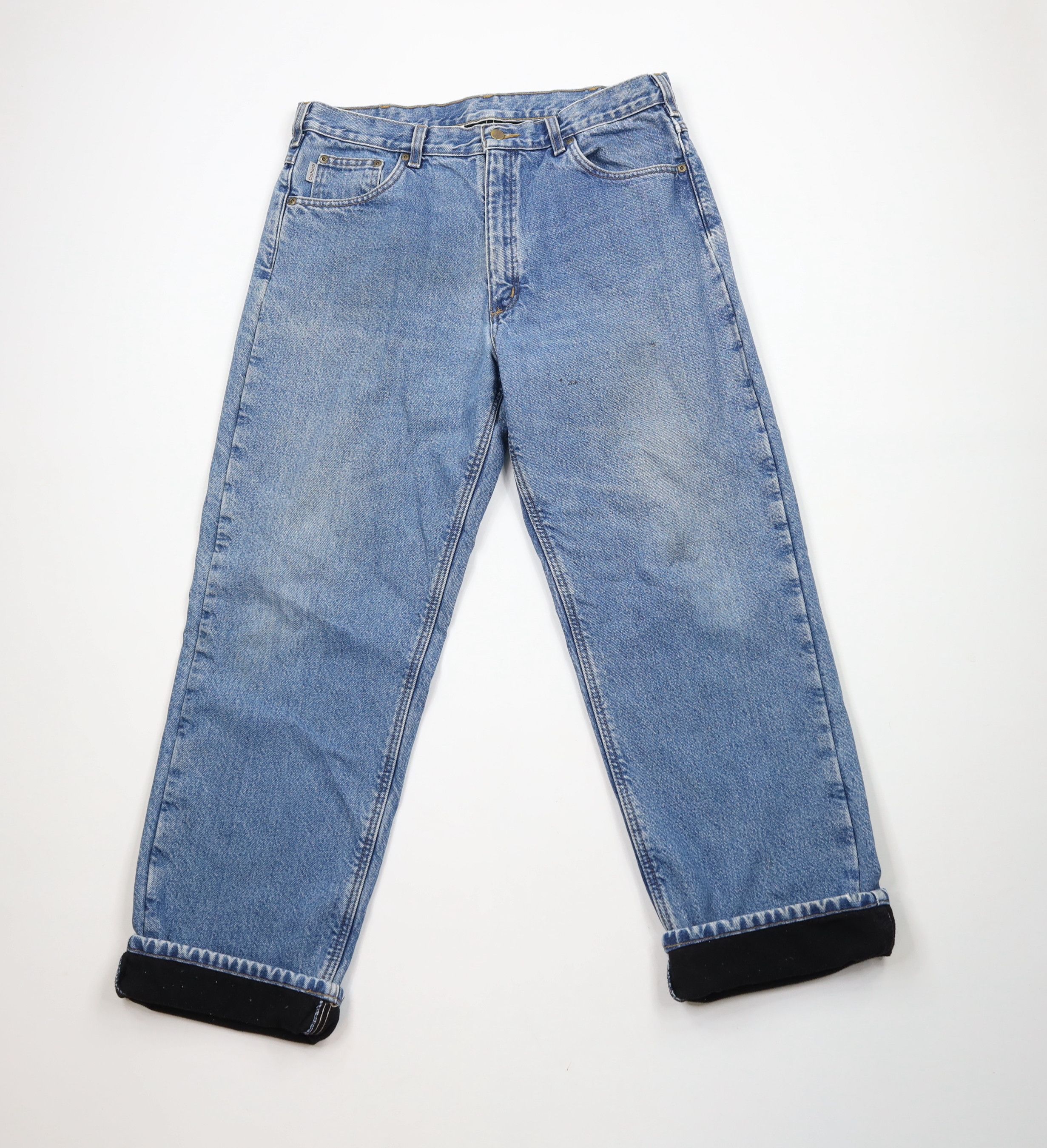Carhartt × Vintage Vintage Y2K Carhartt Relaxed Fit Fleece Lined Wide Leg Jeans Size US 36 / EU 52 - 1 Thumbnail