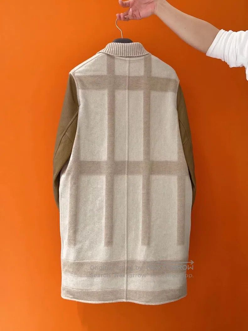 Hermes Hermes Leather Sleeve Tweed Coat Size XS / US 0-2 / IT 36-38 - 2 Thumbnail