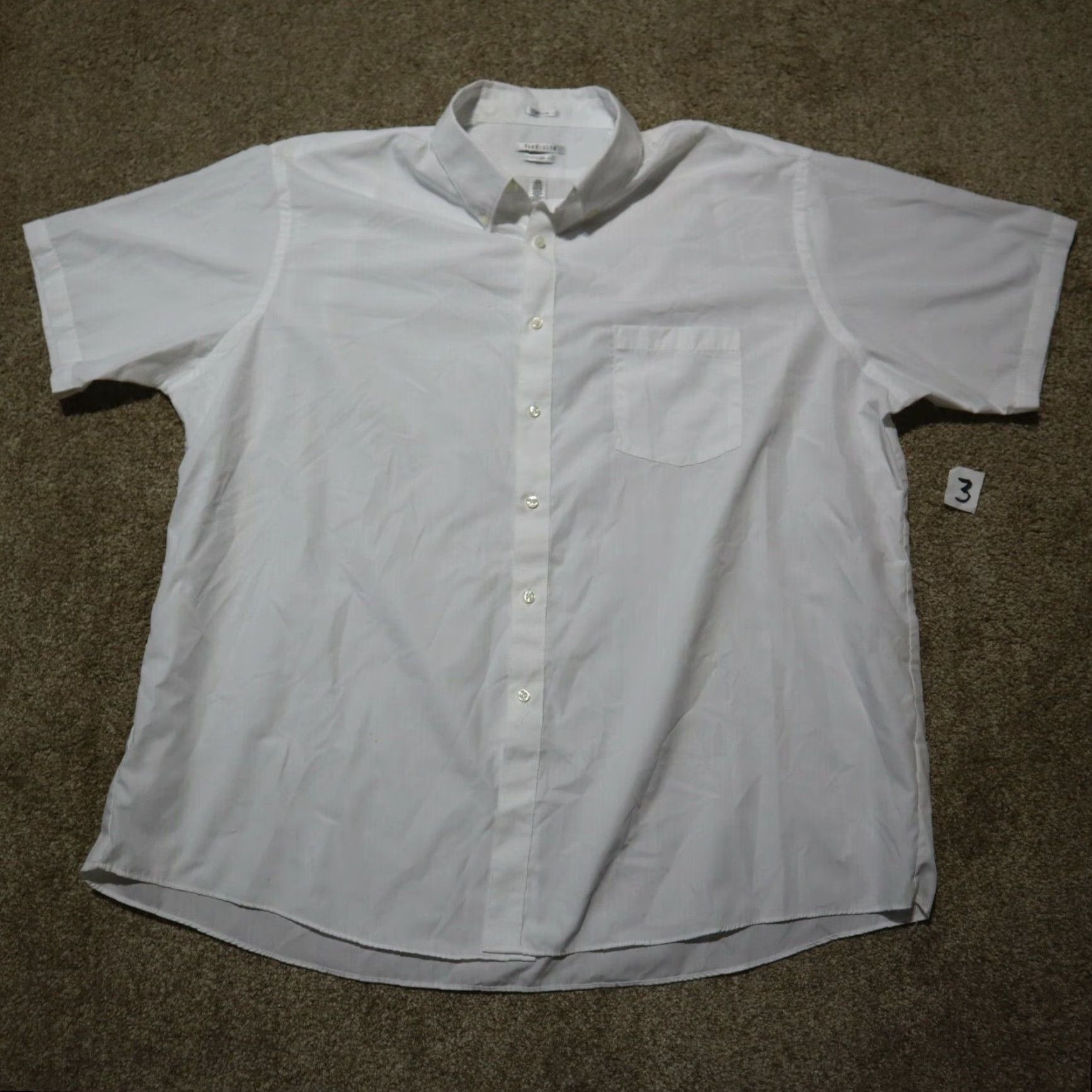 Van Heusen VINTAGE Van Heusen White Dress Shirt Men 18.5 Solid Collar Size 48R - 2 Thumbnail