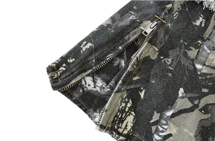Jean Camouflage Y2K Fashion Baggy Flare Jeans Cargo Size US 31 - 6 Thumbnail