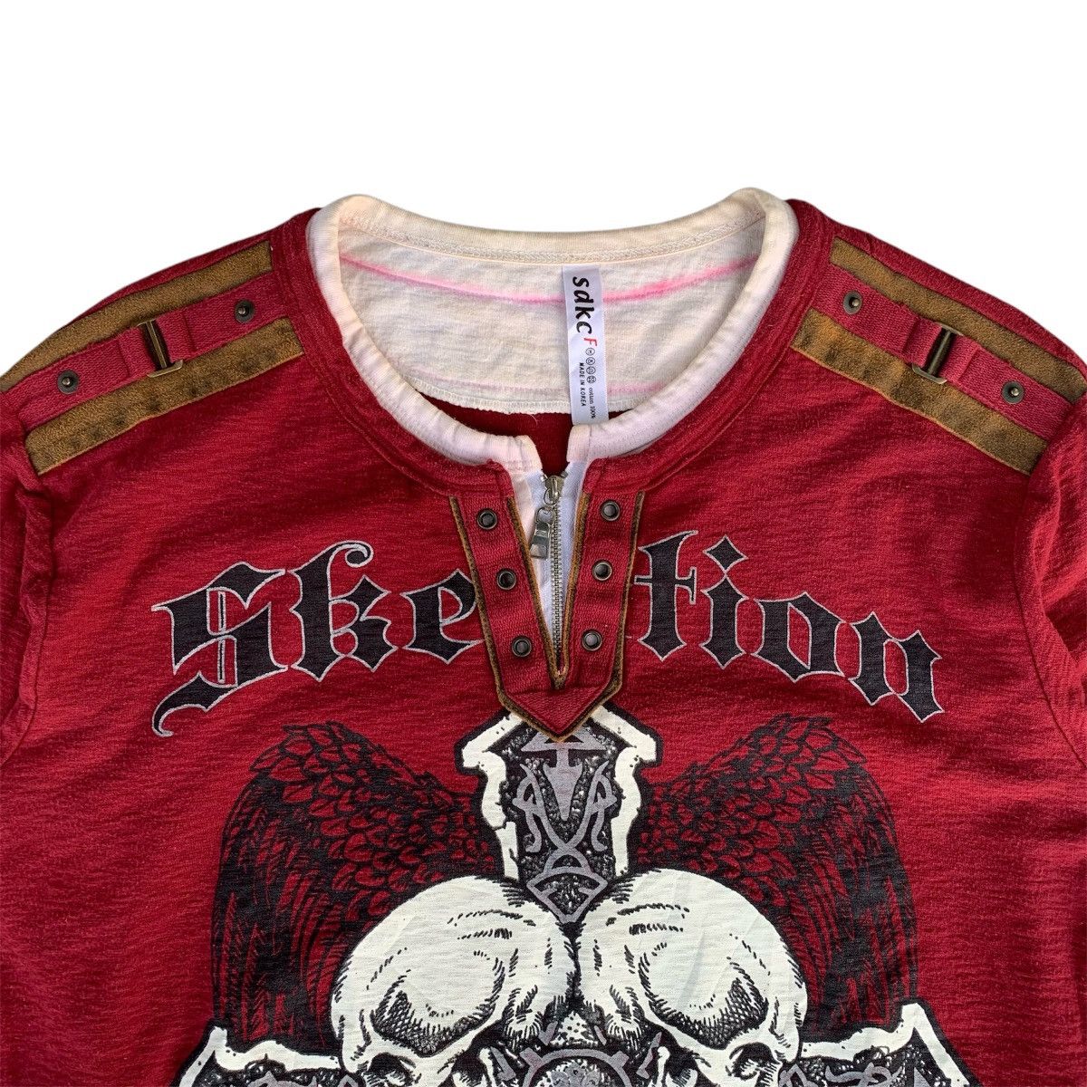 If Six Was Nine × Japanese Brand × Le Grande Bleu (L.G.B.) Y2K Affliction Style☠️Cross Skull☠️Longsleeve Tshirt Size US M / EU 48-50 / 2 - 3 Thumbnail