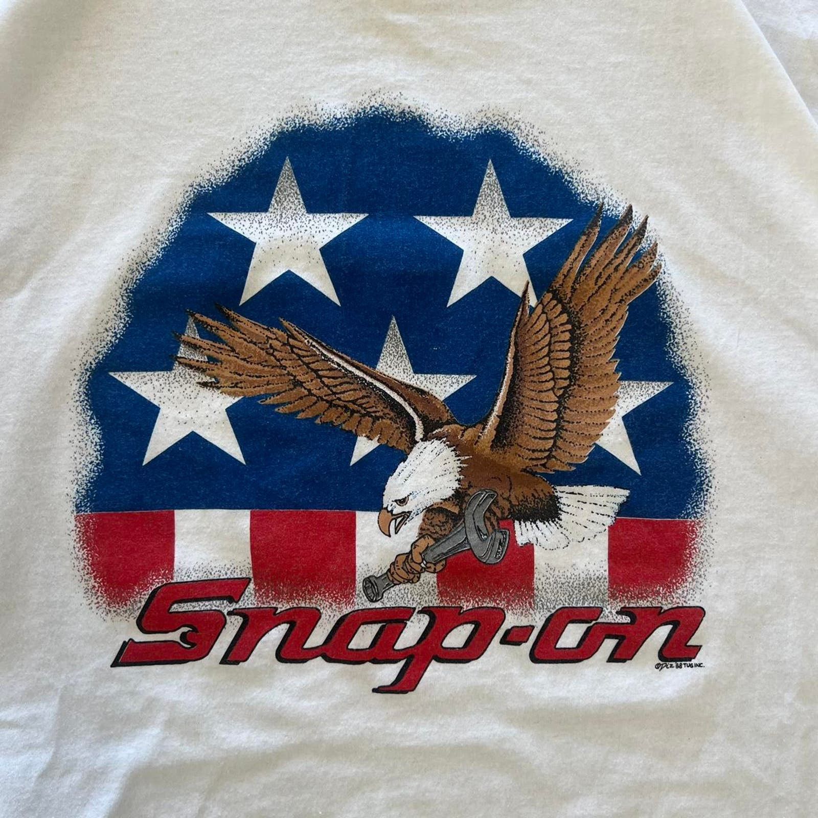 Hanes × Vintage Vintage 90s Snap-On USA Eagle Promo T-Shirt Size US XXL / EU 58 / 5 - 2 Thumbnail