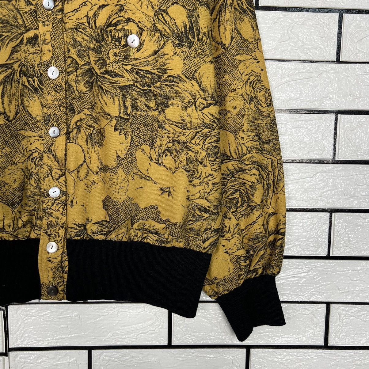 Japanese Brand Vintage Art Florals Print Wool Silk Button Jacket #4115-C187 Size M / US 6-8 / IT 42-44 - 6 Thumbnail
