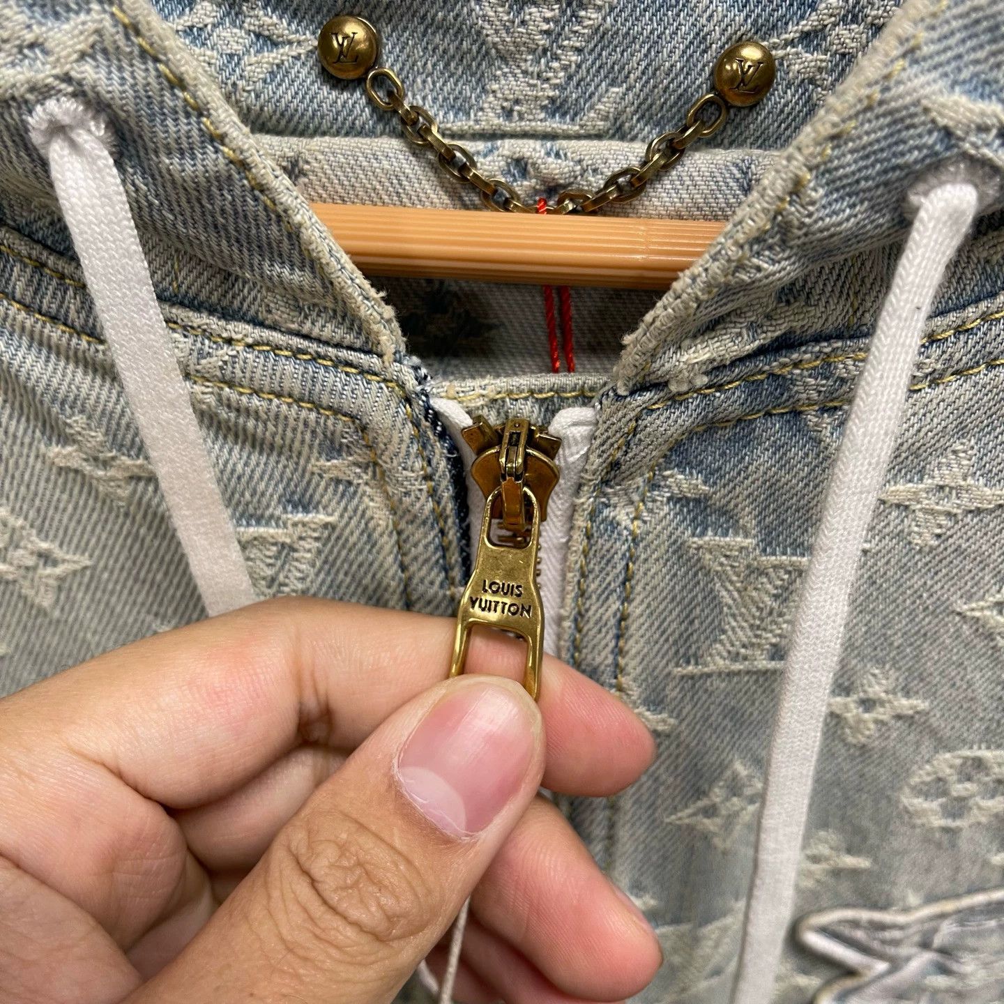 Louis Vuitton LV x NBA all over logo hooded denim jacket 50 99 new Size US M / EU 48-50 / 2 - 3 Thumbnail