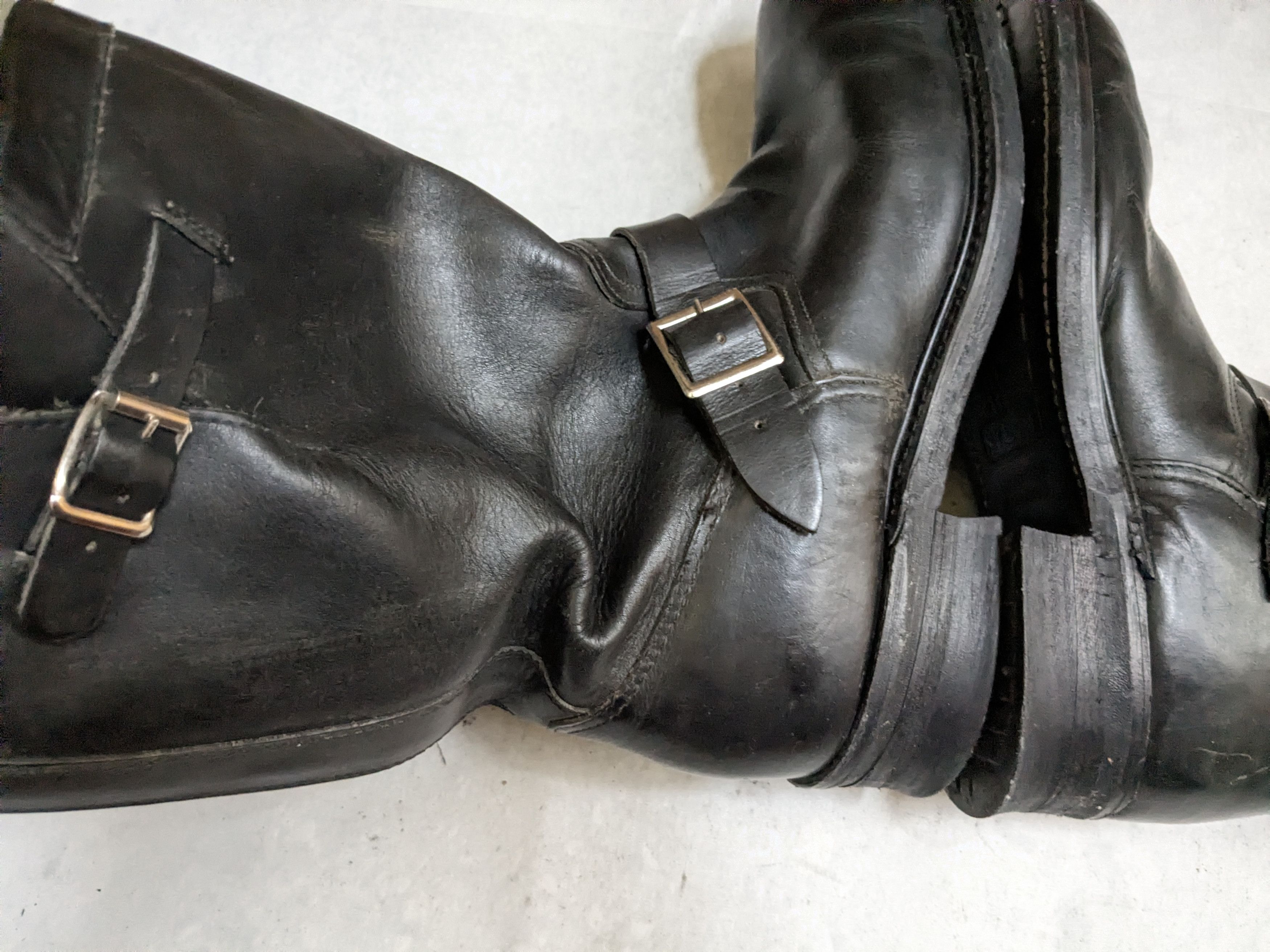 Genuine Leather Vintage Engineer Boots Black 13 E Wide Leather Buckle USA Size US 13 / EU 46 - 11 Thumbnail