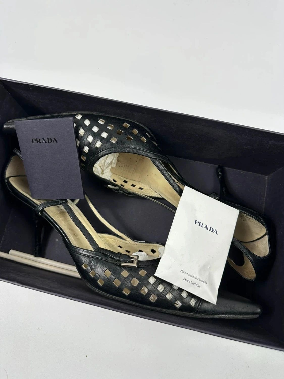 Prada Prada 90’s Black Holes Leather Heels bumps Size US 9 / IT 39 - 15 Thumbnail