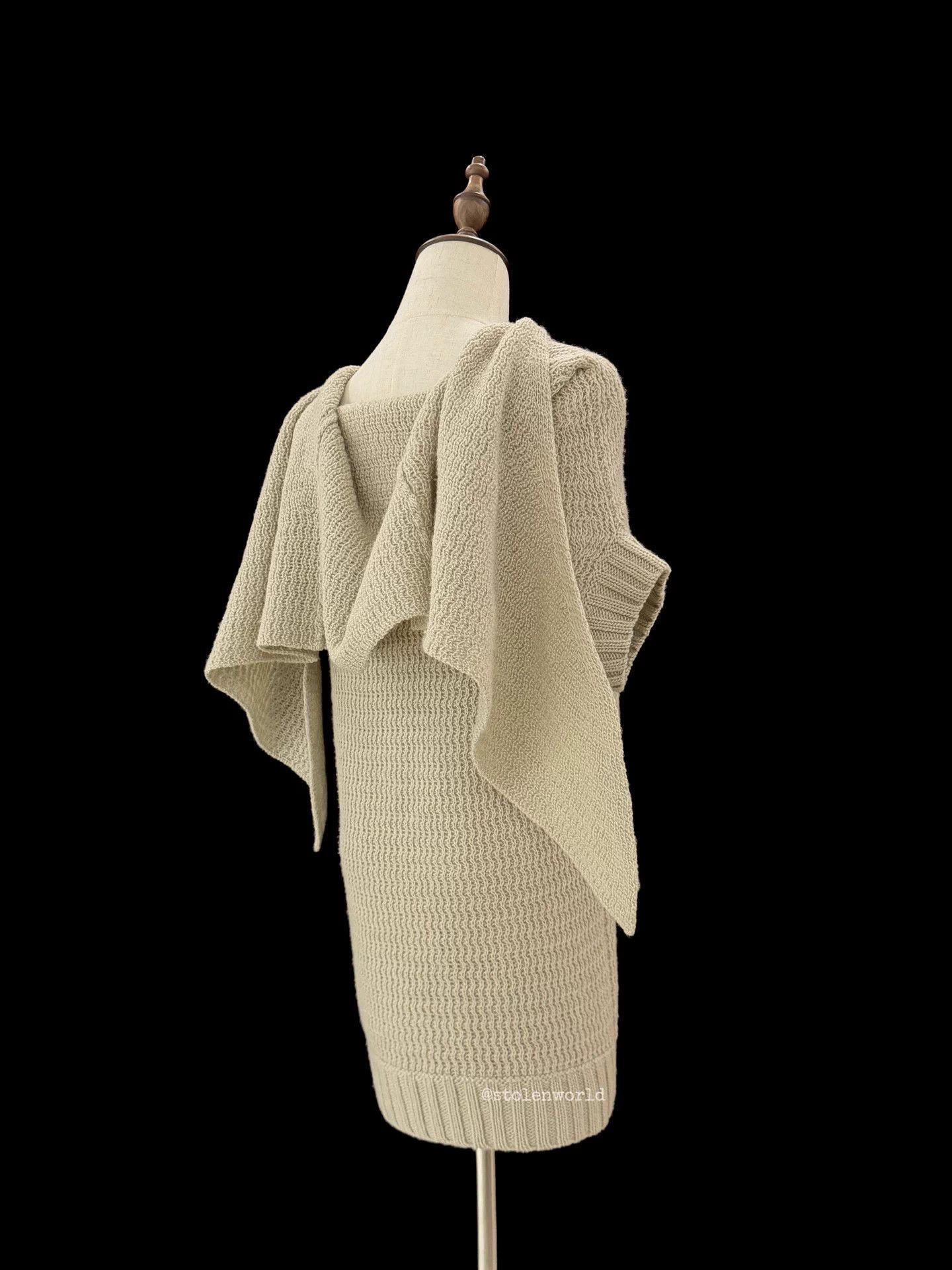 Yohji Yamamoto Yohji Yamamoto Oatmeal Wool Scarf Wrap Knit Top Size L / US 10 / IT 46 - 6 Thumbnail