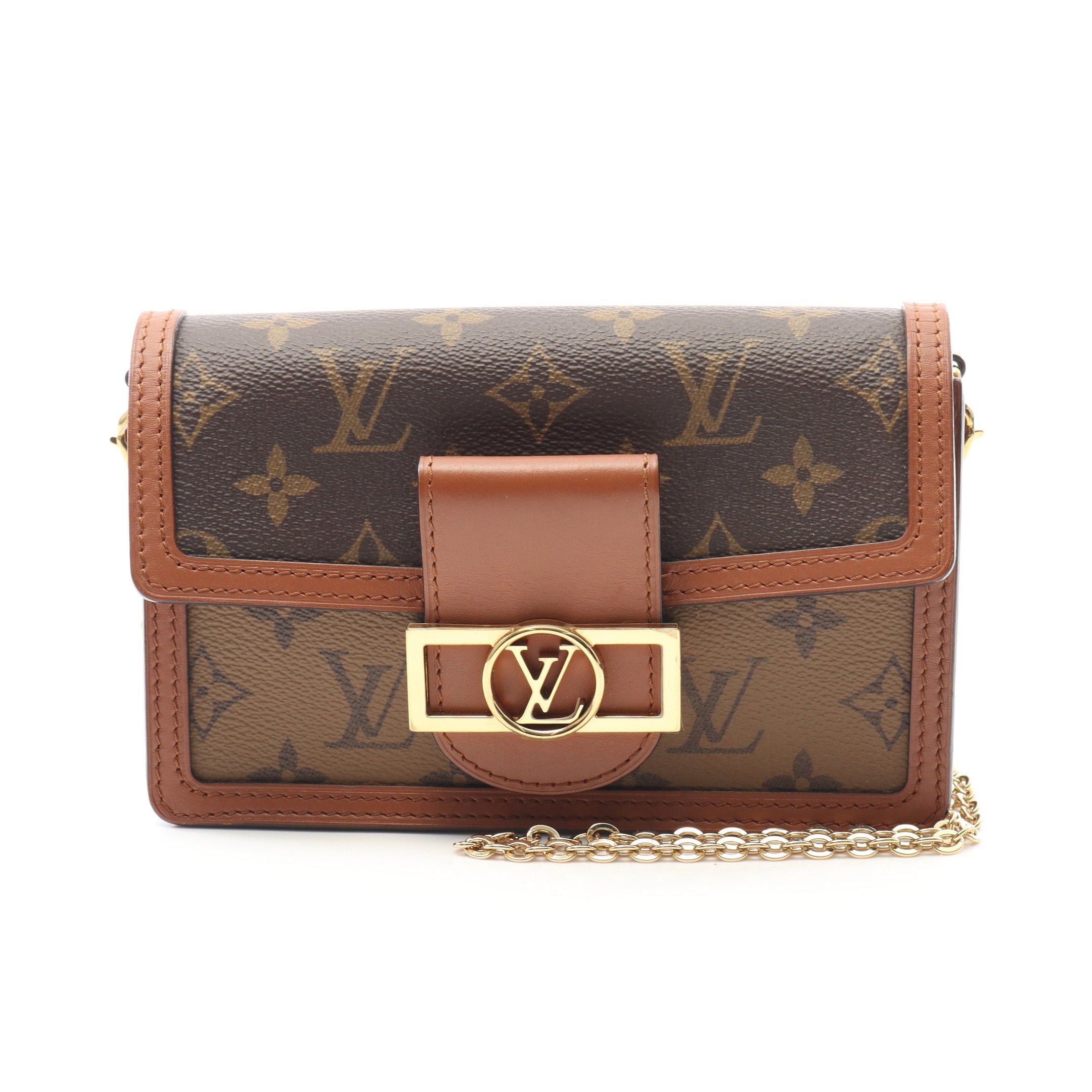 Louis Vuitton Louis Vuitton Portefeuil Dauphine Monogram Reverse Chain Wallet Leather Brown Beige Size ONE SIZE - 1 Thumbnail