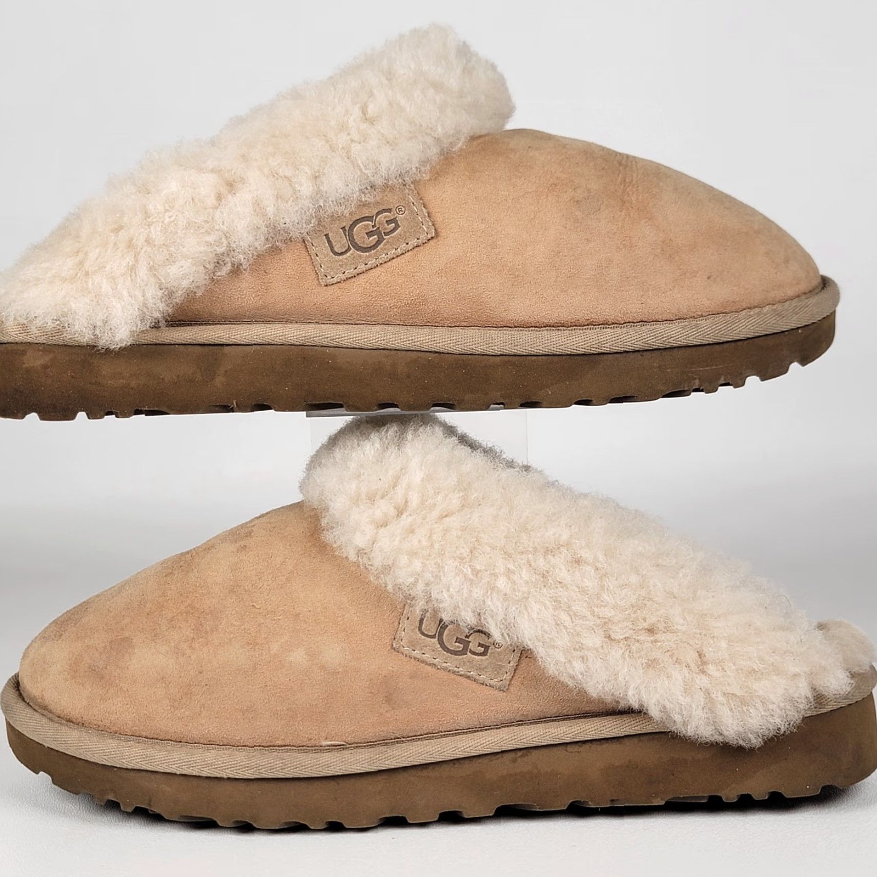 Ugg UGG Disquette Slipper Women 8 US 39 EU Sand Fur Trim Cushioned Lined Suede Platform Winter Size ONE SIZE - 5 Thumbnail