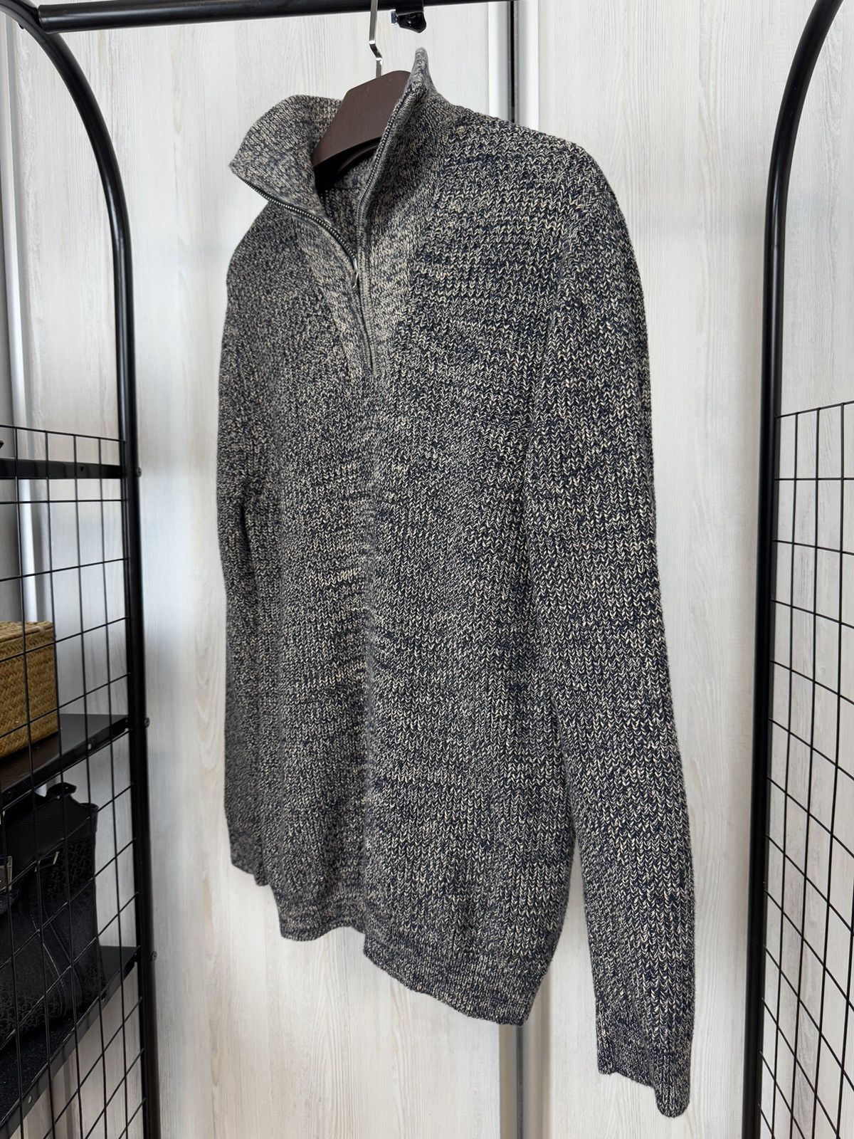 Folk Folk 1/4 zip cotton stretchy knitted pullover sweater Size US L / EU 52-54 / 3 - 6 Thumbnail