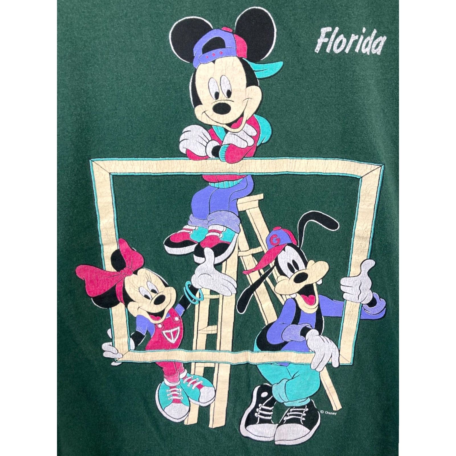 Disney VINTAGE Disney Mickey Mouse T-Shirt XL Green Graphic Print 90s Mens Size US XL / EU 56 / 4 - 7 Thumbnail