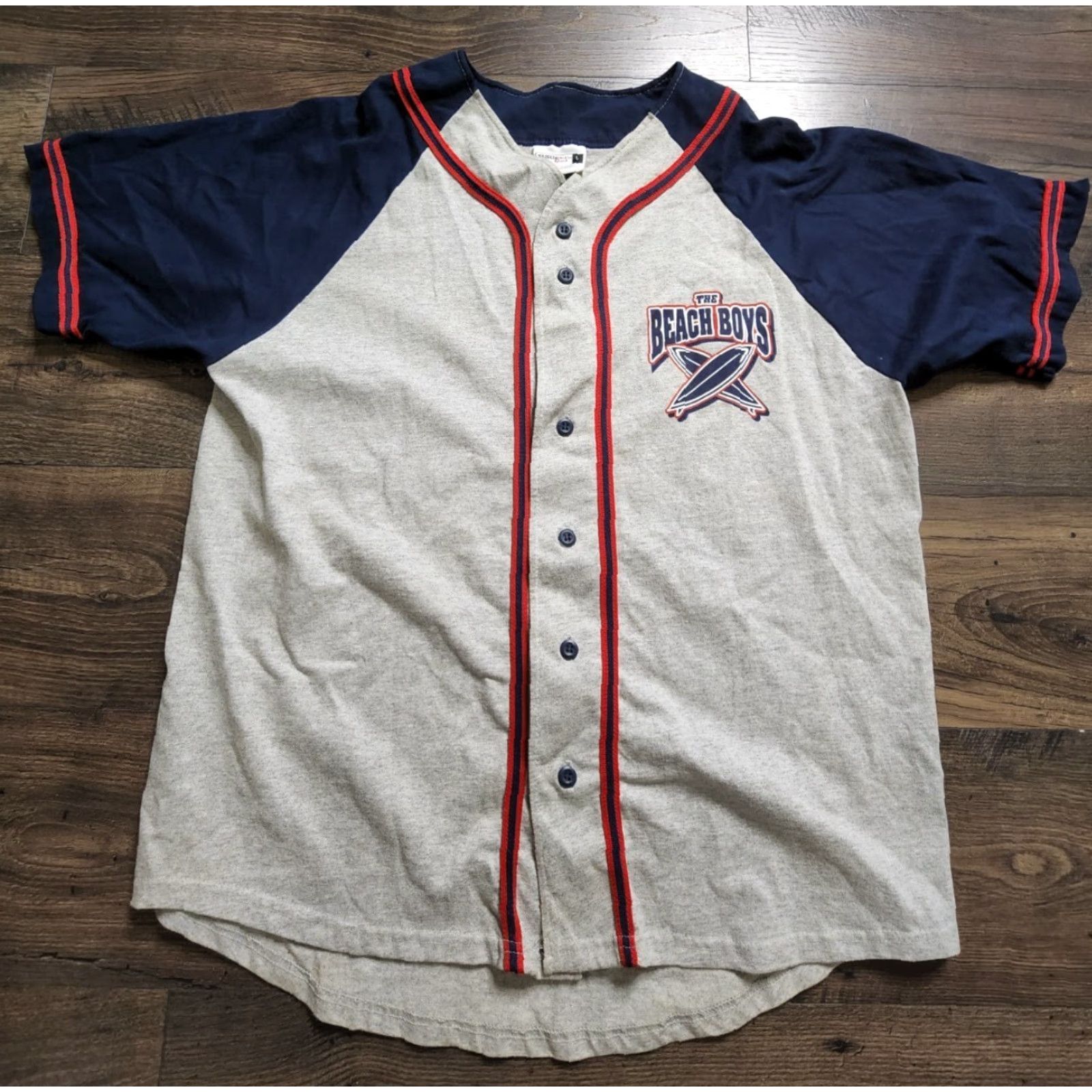 Vintage VINTAGE Badger Beach Baseball Jersey Shirt Adult L Gray Double-Sided Distressed Beach Boys Men L Shirt Mens Size US L / EU 52-54 / 3 - 2 Thumbnail