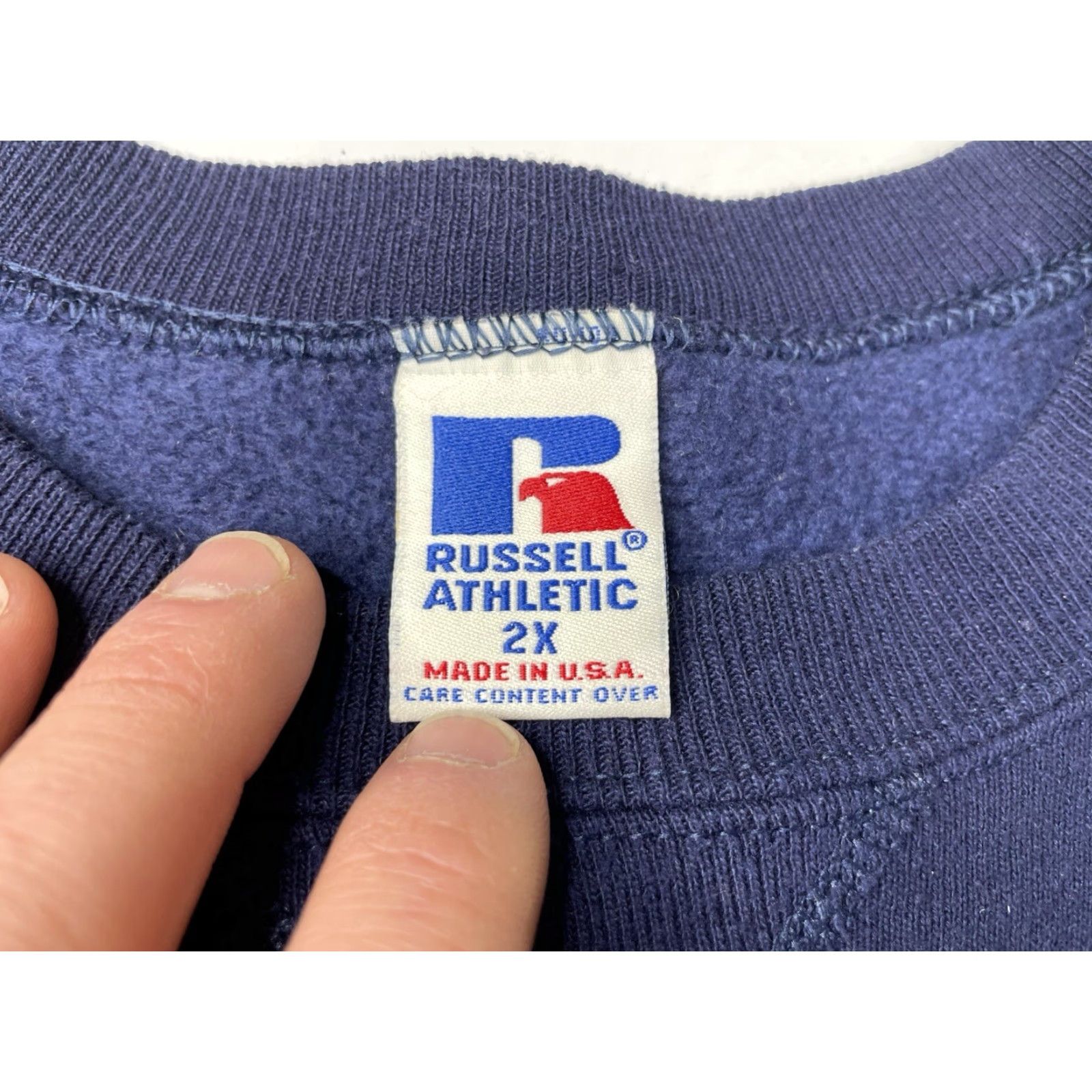 Russell Athletic VINTAGE Russell Athletic Sweatshirt Adult XXL Blue 90s USA Pullover Crew Neck Long Sleeve Fleece Cotton Polyester Size US XXL / EU 58 / 5 - 3 Thumbnail