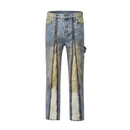 Japanese Brand Y2K High Street Color Match Patchwork Baggy Jeans Size US 32 / EU 48 - 4 Thumbnail