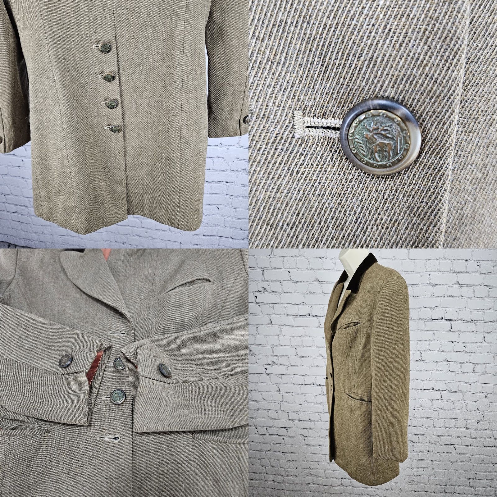 J.McLaughlin VINTAGE J. McLaughlin Jacket Women 8 Brown 100% Wool Velvet Peak Lapel Lined Buttoned Size M / US 6-8 / IT 42-44 - 9 Thumbnail
