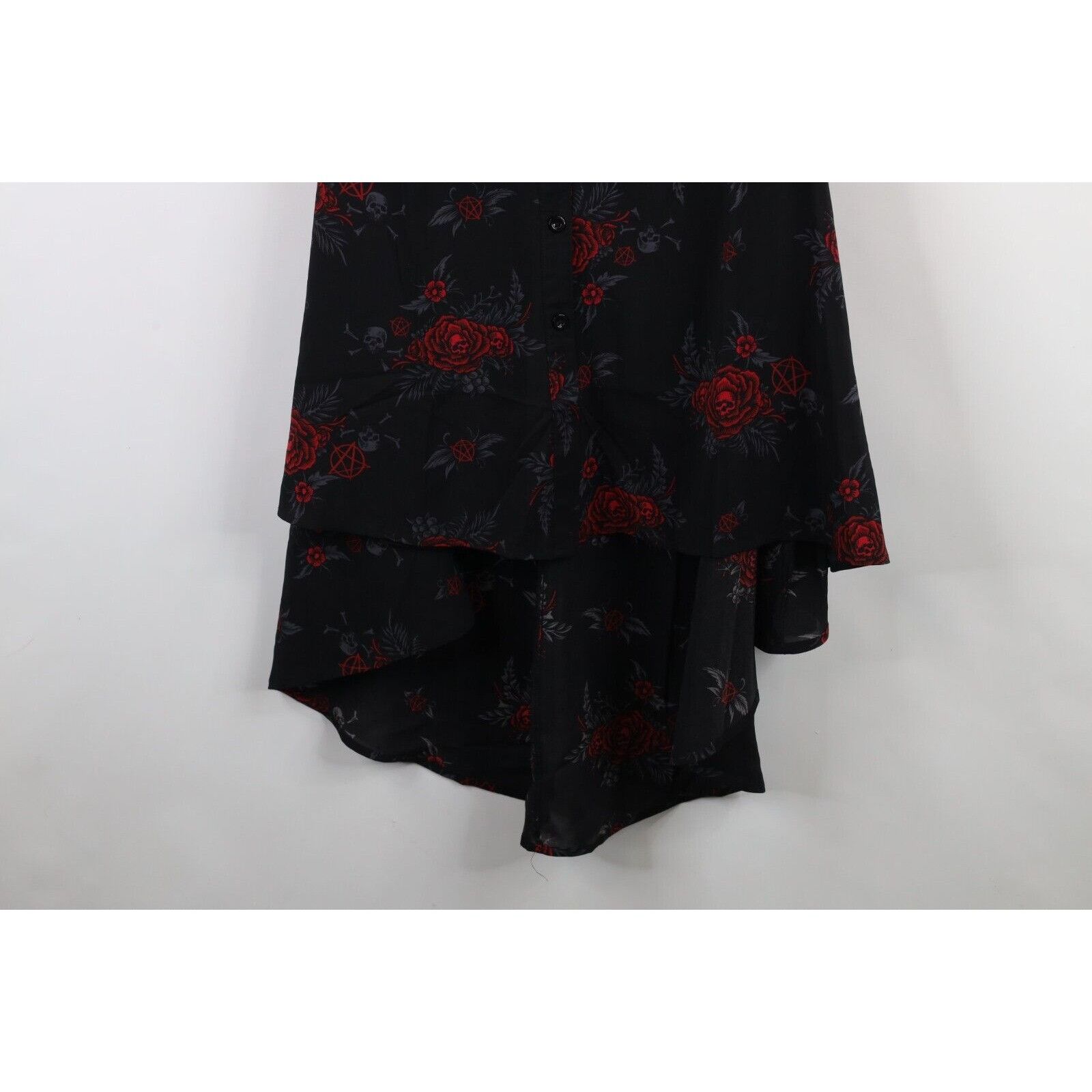 Vintage Vintage Y2K Goth Rockabilly Skull Rose Pentagram Dress Size XS / US 0-2 / IT 36-38 - 4 Thumbnail