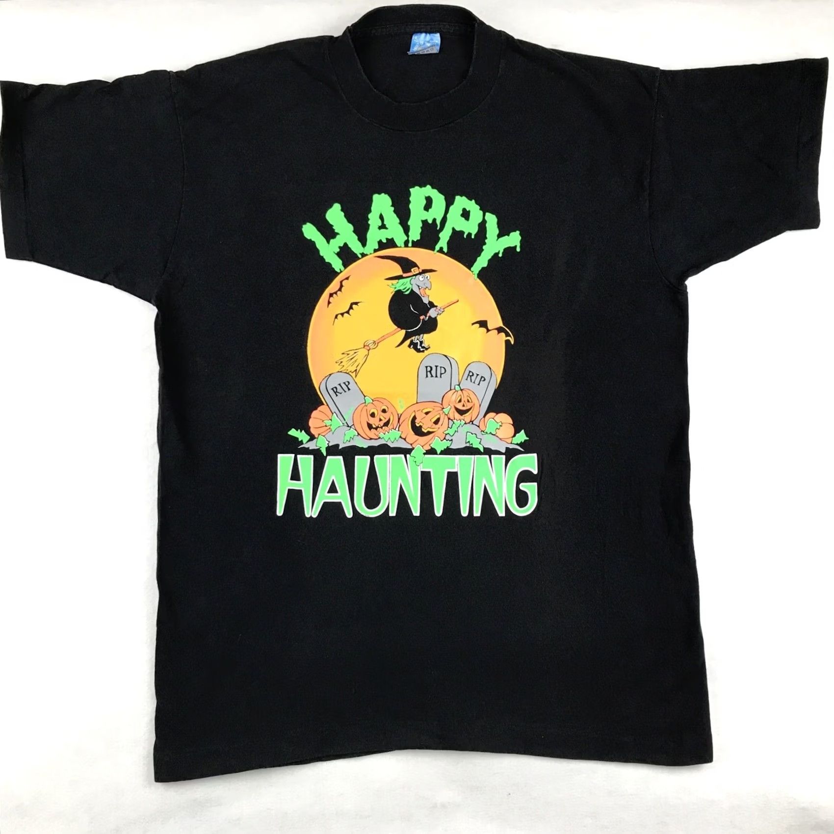 Vintage VINTAGE 90s HAPPY HAUNTING T-Shirt LARGE witch single stitch 80s Mens Size US L / EU 52-54 / 3 - 2 Thumbnail
