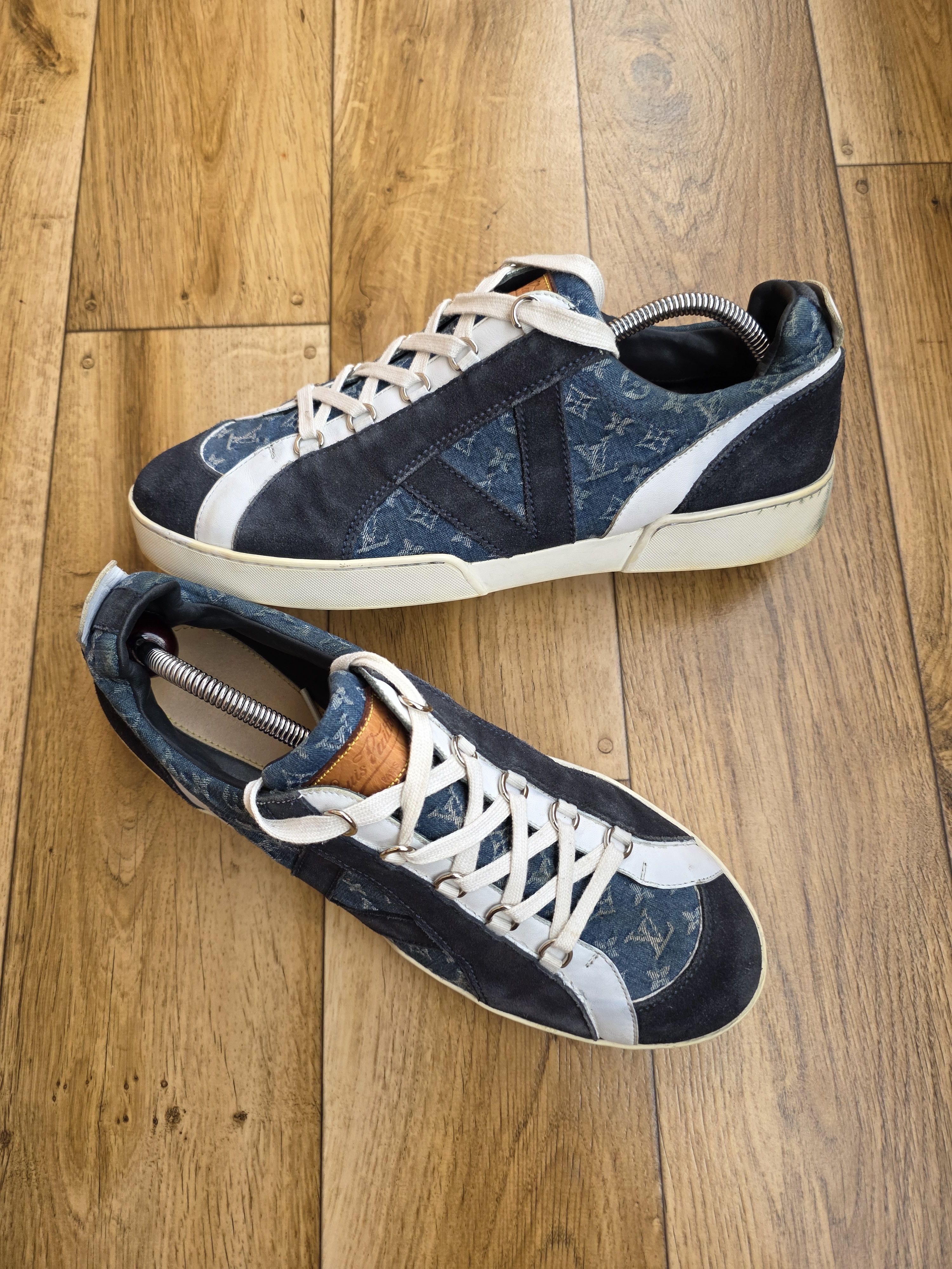 Louis Vuitton Louis Vuitton Blue Monogram Denim and Suede Sneakers Size US 11 / EU 44 - 5 Thumbnail