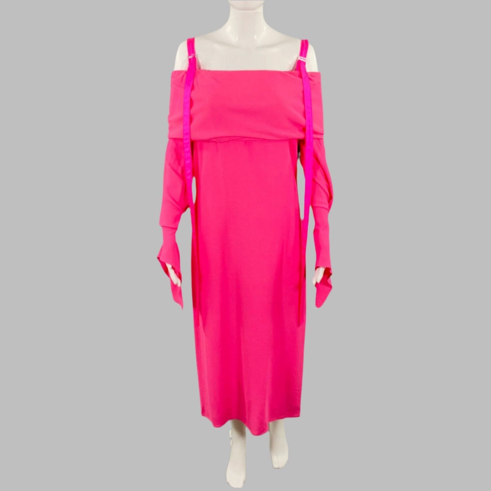 Sies Marjan Size 4 Pink Crepe Viscose Wool Off Shoulder Dress Size S / US 4 / IT 40 - 1 Thumbnail