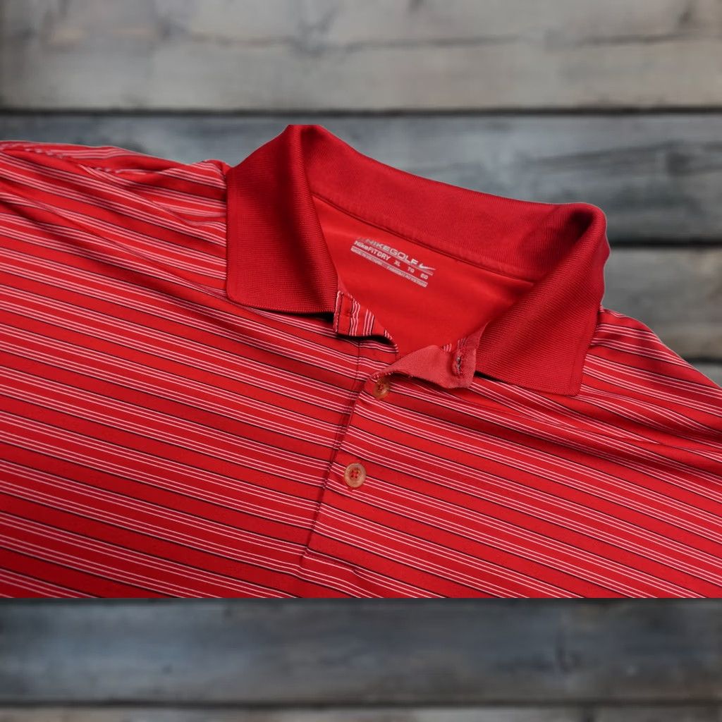 Nike Nike Golf Polo Mens XL Red Stripe FitDry Lightweight Performance Shirt Size US XL / EU 56 / 4 - 1 Thumbnail