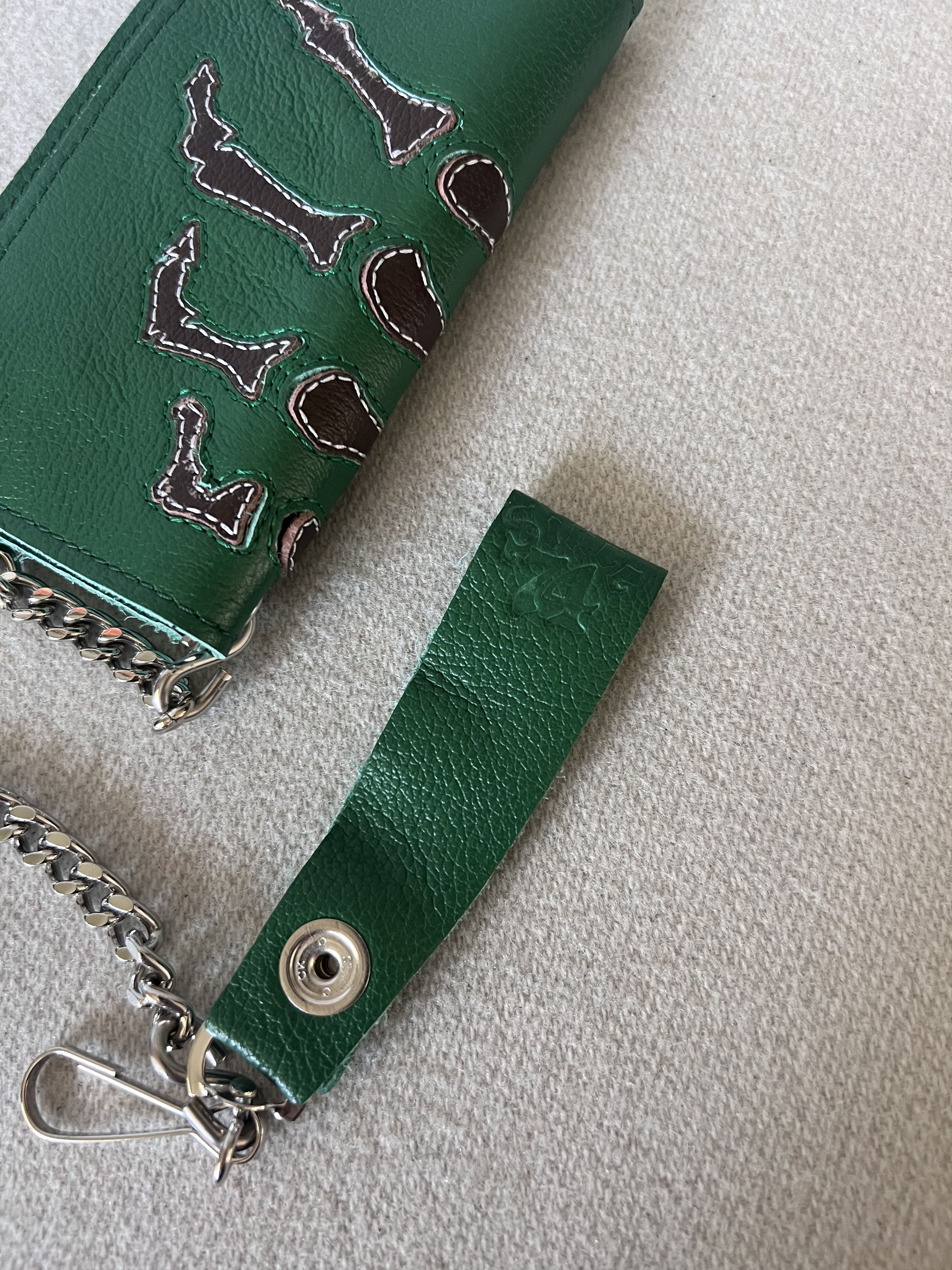 Awake NY Awake NY Vanson Leathers Skeleton Wallet in Green Size ONE SIZE - 3 Thumbnail