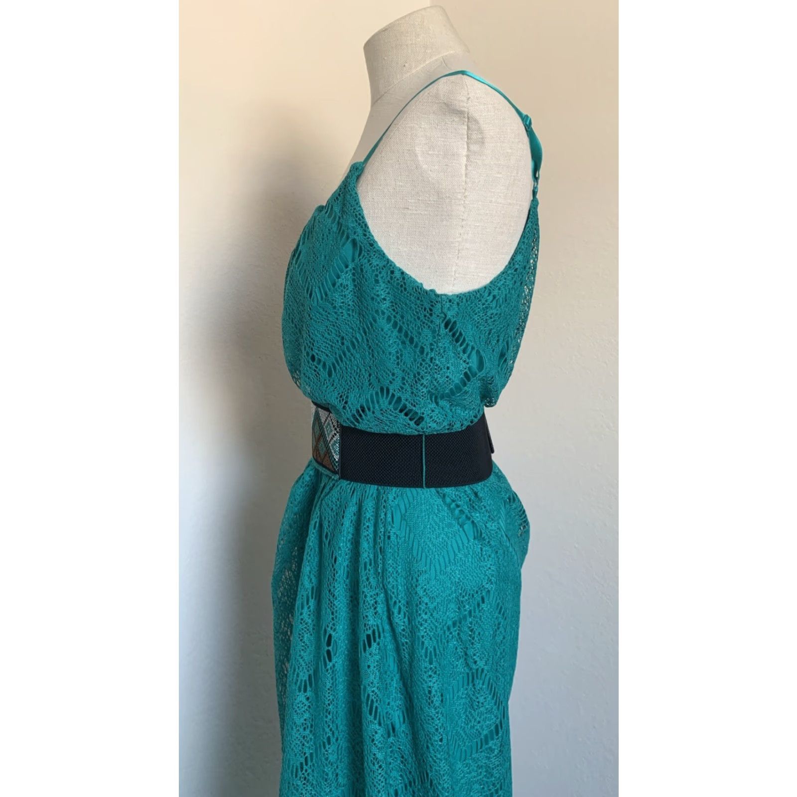 Vintage Maurices Maxi Tank Dress Belted Turquoise Green M Women Sleeveless Round Neck Long NWT Size M / US 6-8 / IT 42-44 - 3 Thumbnail