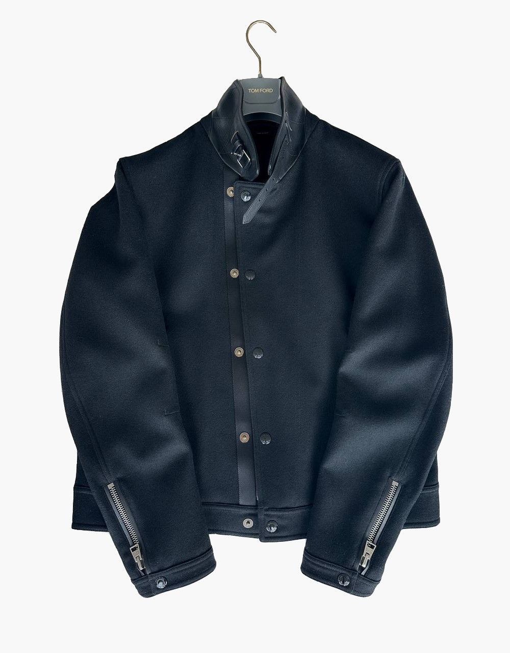 Tom Ford Tom Ford Men's Wool/Calf Leather Trim Jacket Size US L / EU 52-54 / 3 - 10 Thumbnail