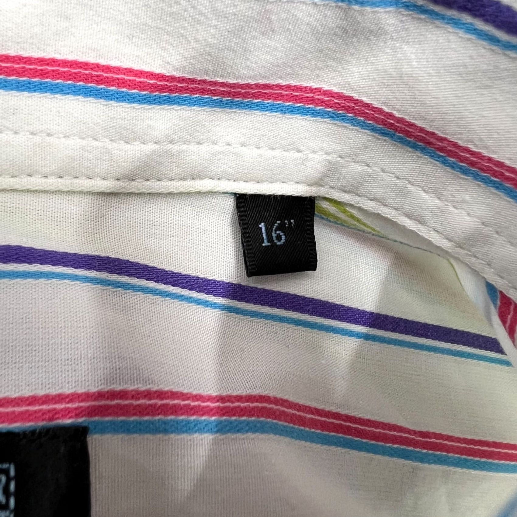 Vintage New & Lingwood Cotton Dress Shirt Striped Italian Fabric Men's Size 16" Size 42R - 6 Thumbnail