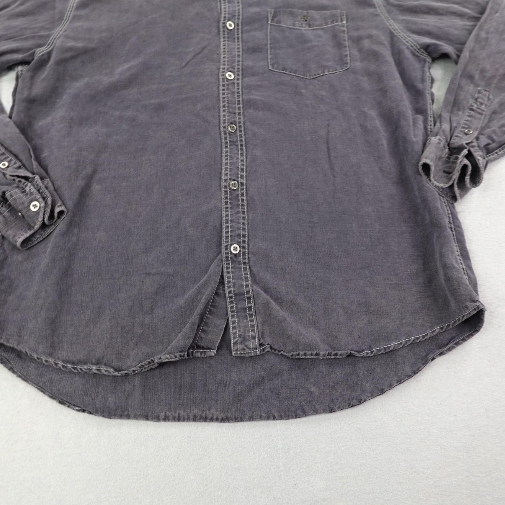 Carbon2Cobalt Carbon2Cobalt Button-Up Shirt Mens Large Gray Long Sleeve Tencel Linen Blend Casual Workwear Size US L / EU 52-54 / 3 - 4 Thumbnail