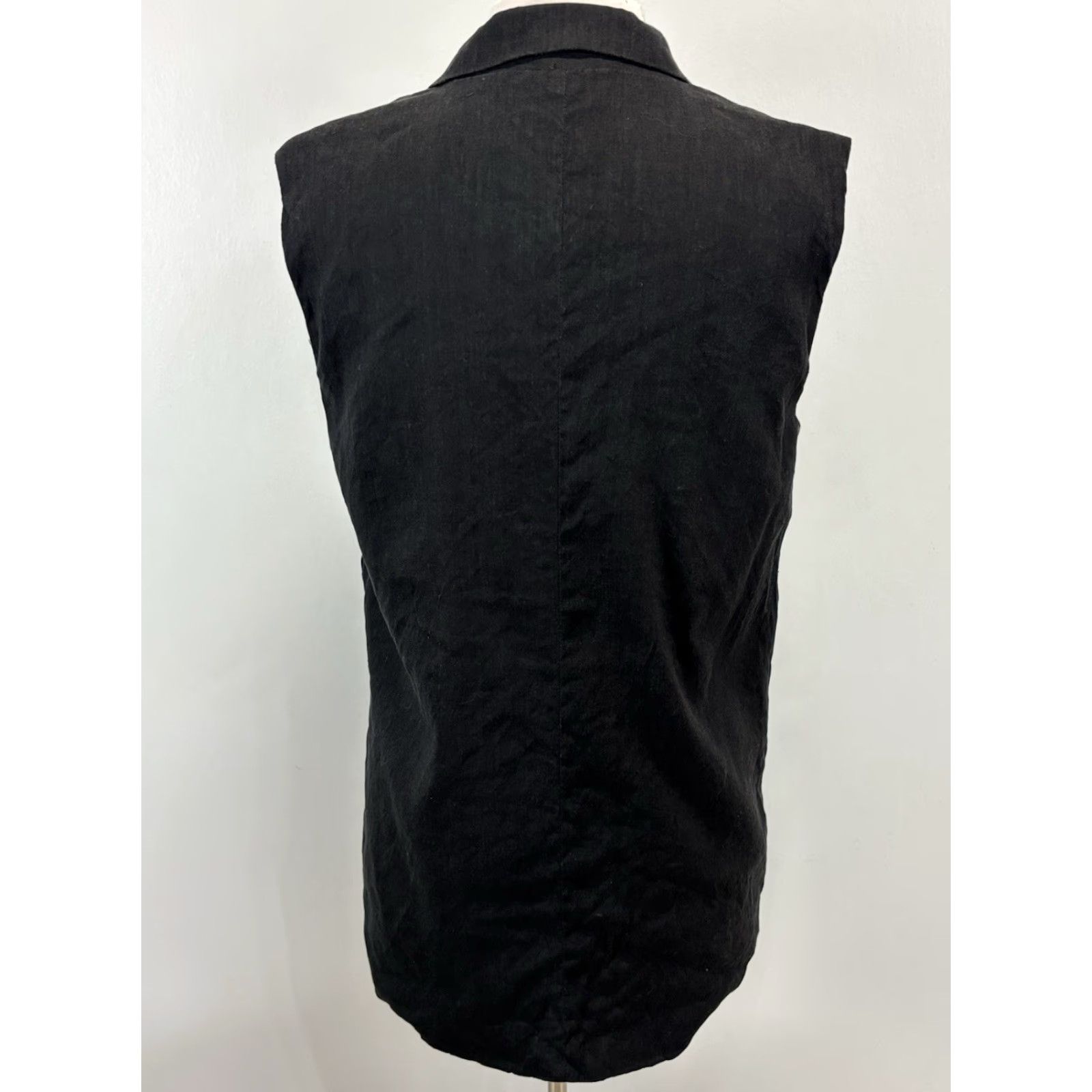 Jason Wu JASON WU Linen Blend Vest Women M Black Sleeveless Mid-Length Button Double Breasted Belt Loops, No Belt, Vintage? No Size M / US 6-8 / IT 42-44 - 3 Thumbnail