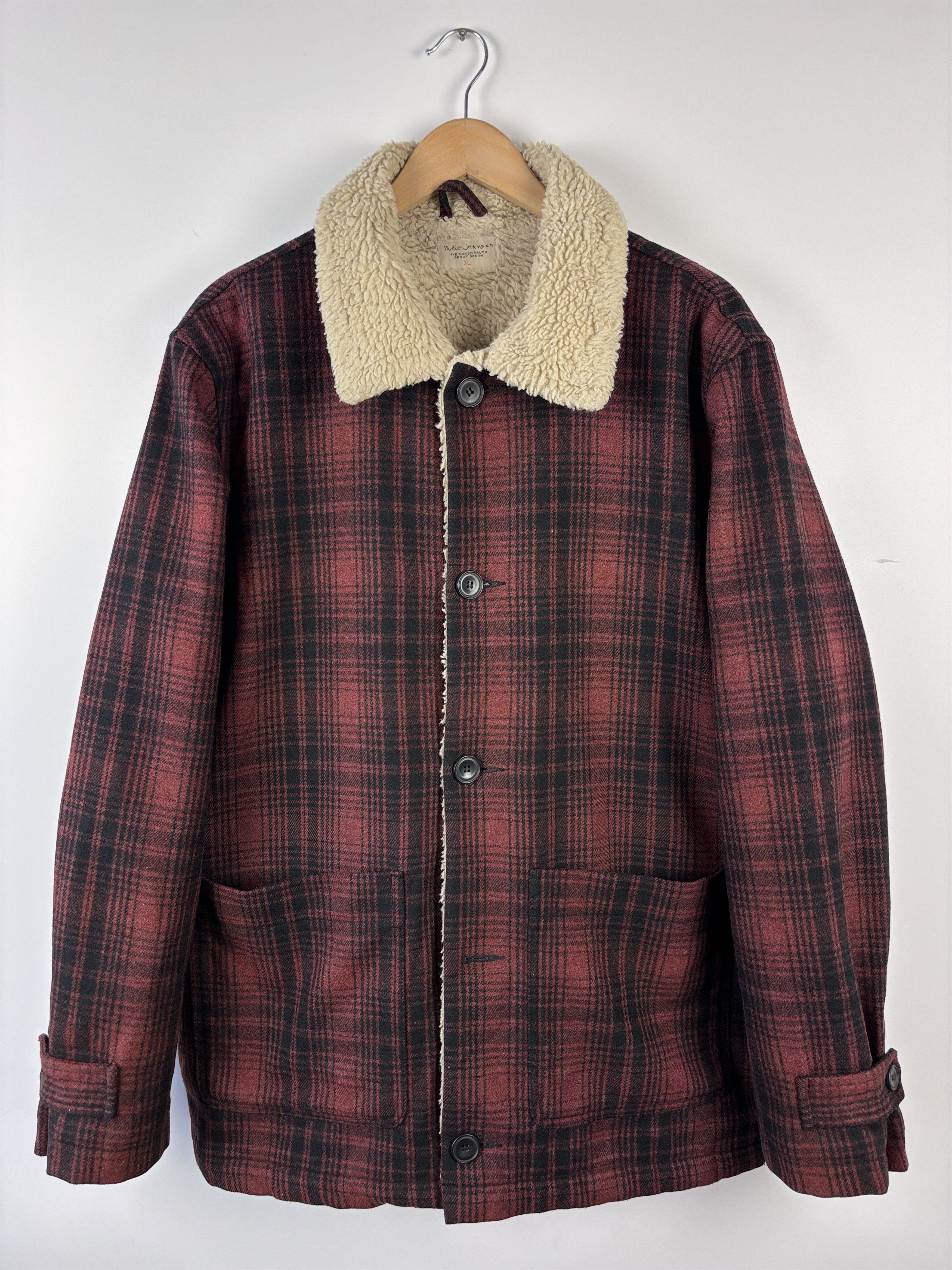 Nudie Jeans Nudie Jeans Mangan Lumber Wool Jacket Sherpa Red Black XL Size US XL / EU 56 / 4 - 1 Thumbnail