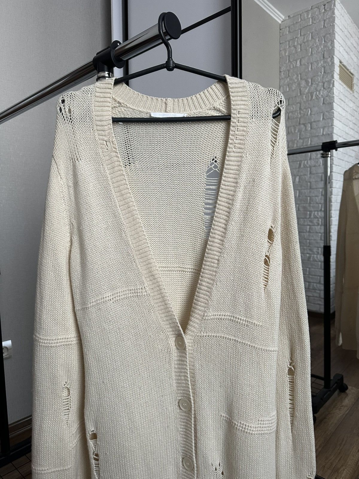 Helmut Lang Helmut Lang Distressed Knit Cardigan Size US XS / EU 42 / 0 - 5 Thumbnail