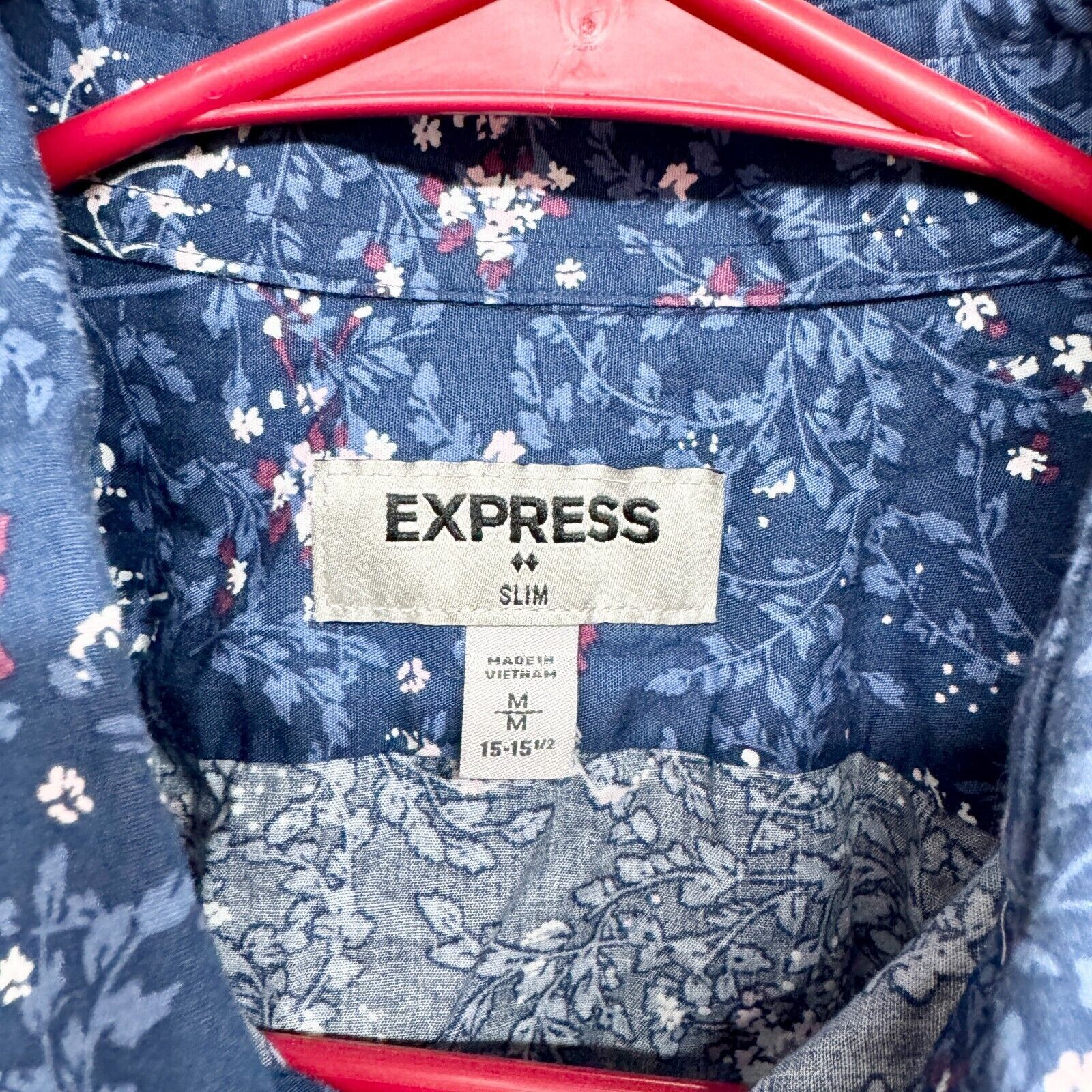 Express Express Dress Shirt M Floral Blue Button Down Long Sleeve Size US M / EU 48-50 / 2 - 2 Thumbnail