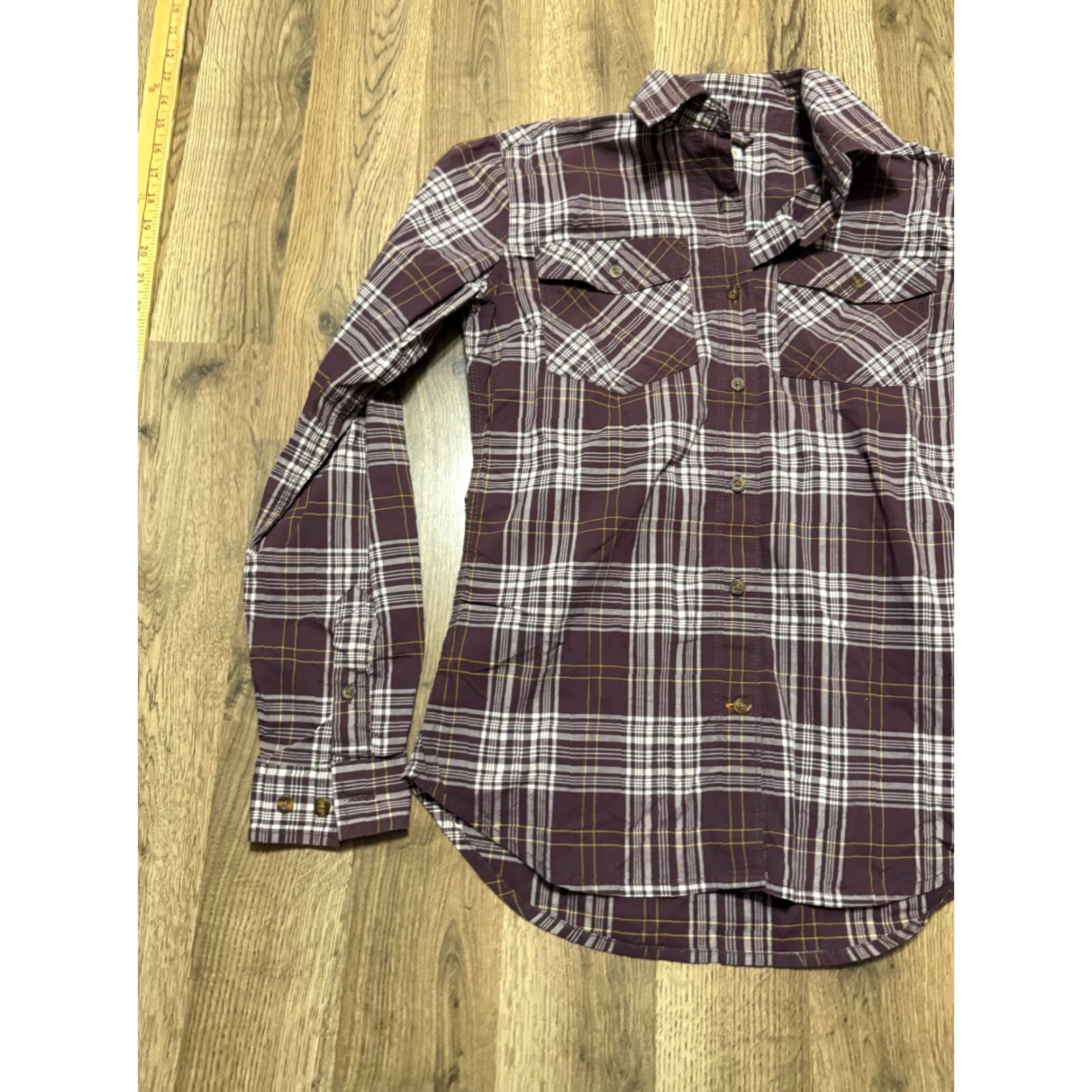 Carhartt Carhartt Shirt Women's Size XS Brown Yellow White Plaid Long Sleeve Button Up Size XS / US 0-2 / IT 36-38 - 3 Thumbnail