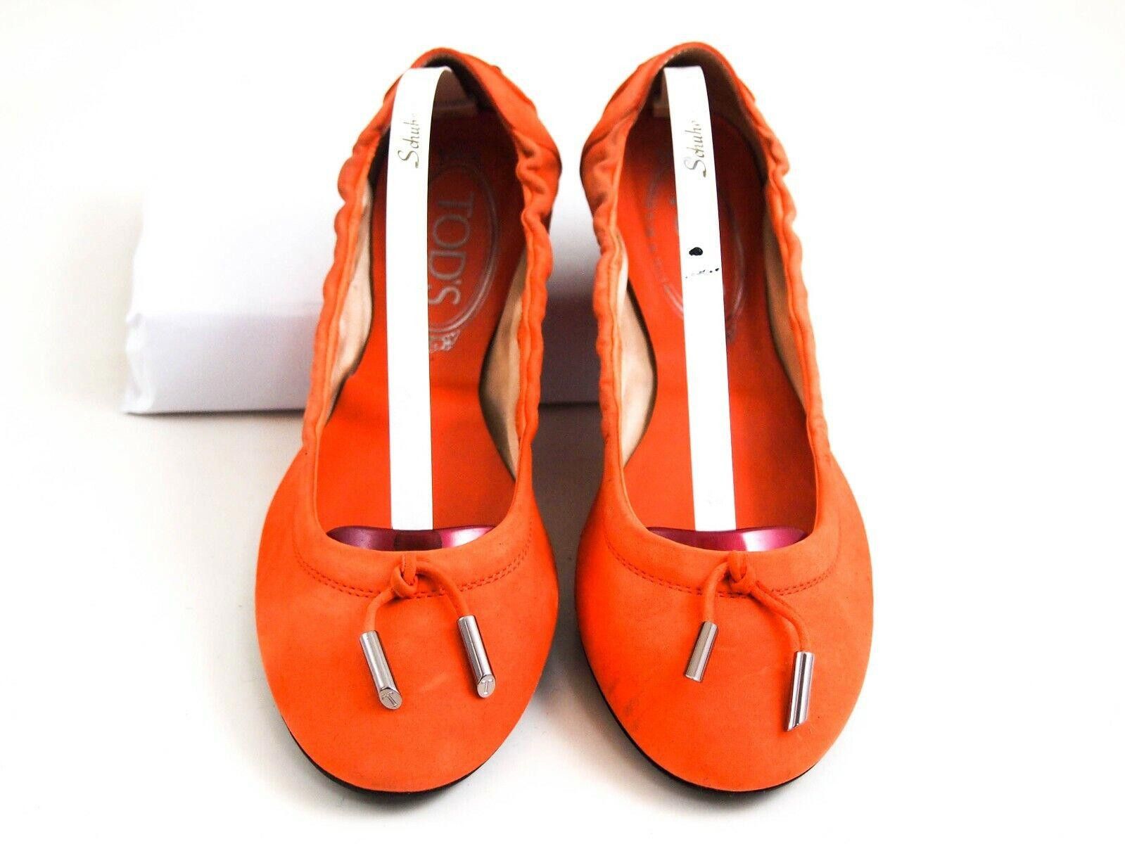 Tod's Tod's Ballet Flats Orange Suede Womens EU 36.5 US 6.5 Size US 6.5 / IT 36.5 - 4 Thumbnail