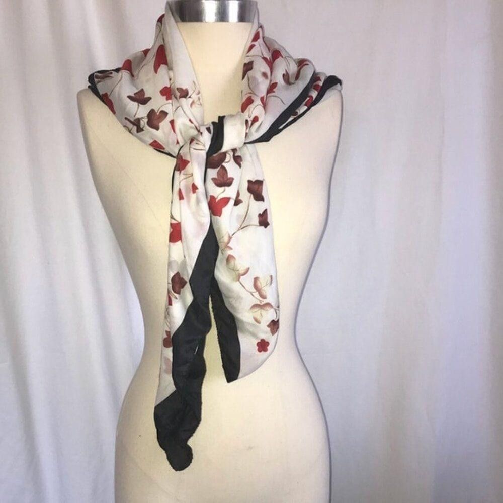 The Unbranded Brand Red & black Square leaf scarf Size ONE SIZE - 3 Thumbnail