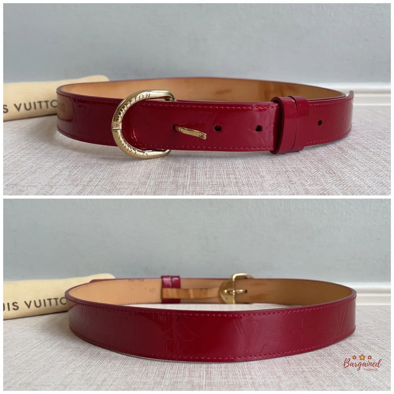 Louis Vuitton Louis Vuitton Pomme D'Amour Monogram Vernis LV Frame Belt Size ONE SIZE - 7 Thumbnail