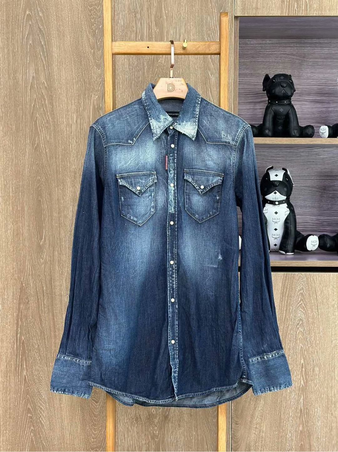 Dsquared2 DSQUARED2 Dark Blue Denim Shirt Size US M / EU 48-50 / 2 - 1 Thumbnail