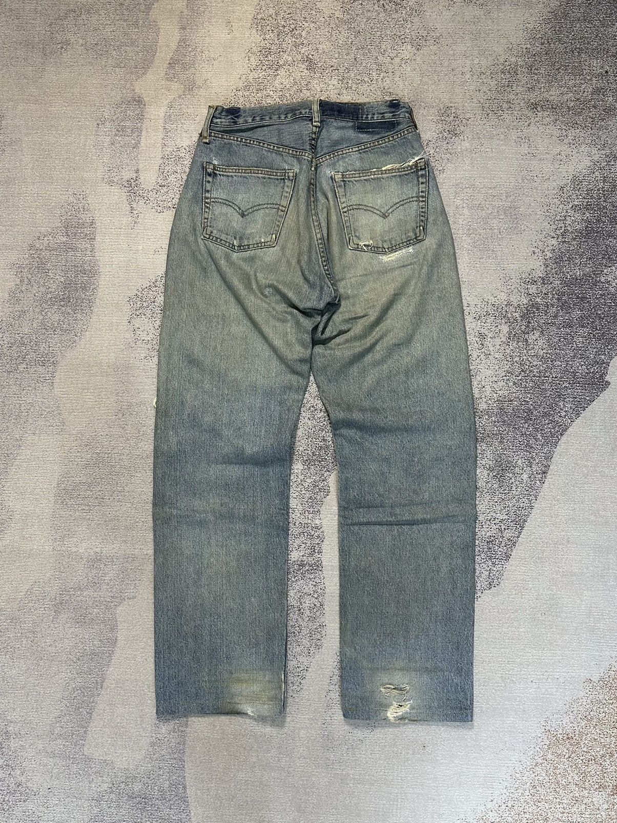 Kapital Vintage Levis 501 Button J22 Selvedge Distressed Denim Jeans Size US 27 - 2 Thumbnail