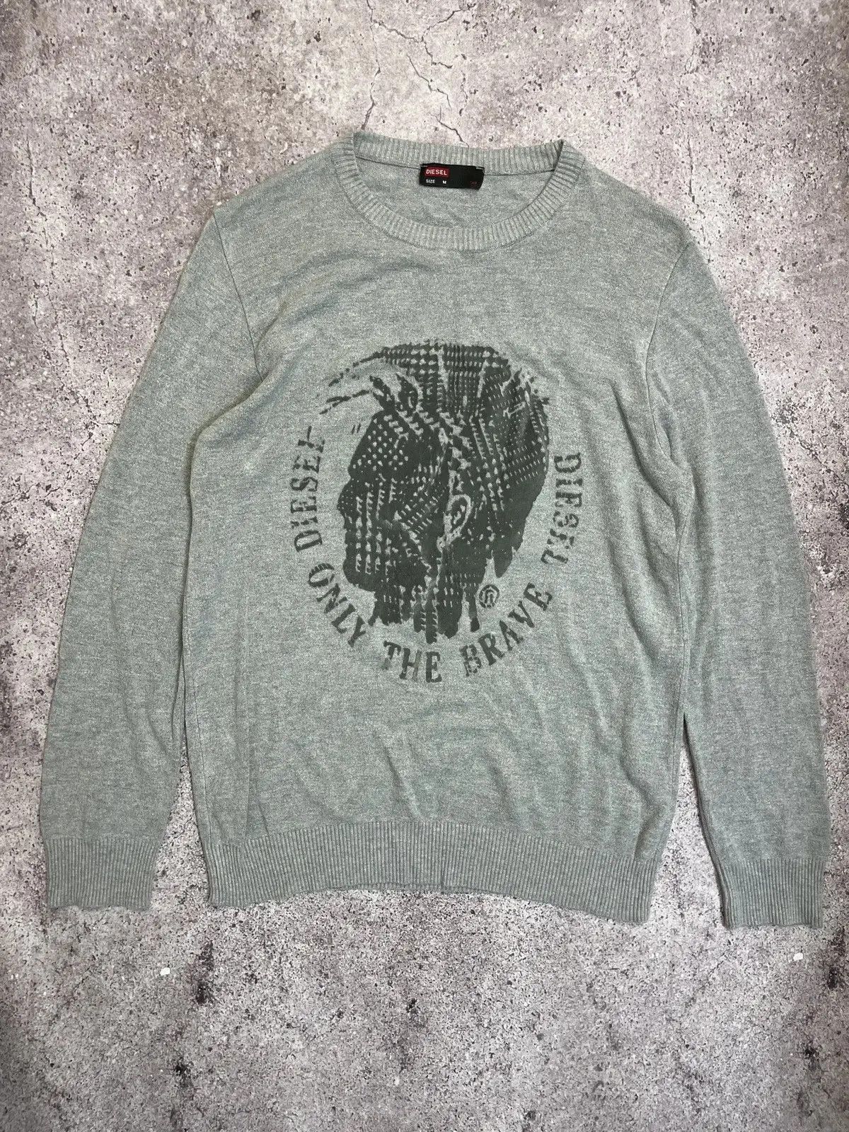 Diesel Vintage Diesel “Only The Brave” Gray Knit Sweater Size M Size US M / EU 48-50 / 2 - 1 Thumbnail
