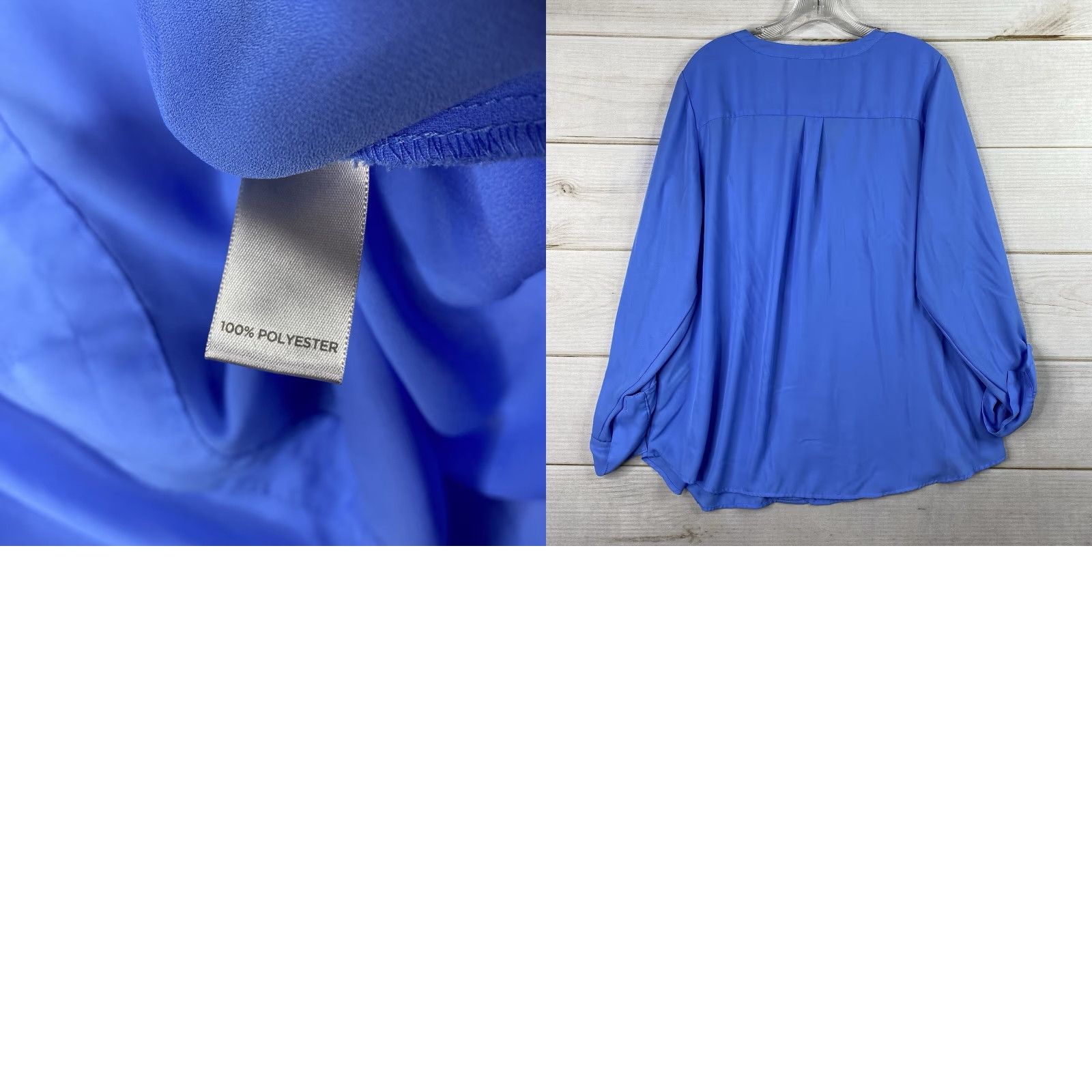 Avenue Avenue Blouse Womens 14/16 Blue 1/4 Zip Roll Tab Sleeve Pockets Lightweight Pullove Size XXL / US 16-18 / IT 52-54 - 8 Thumbnail