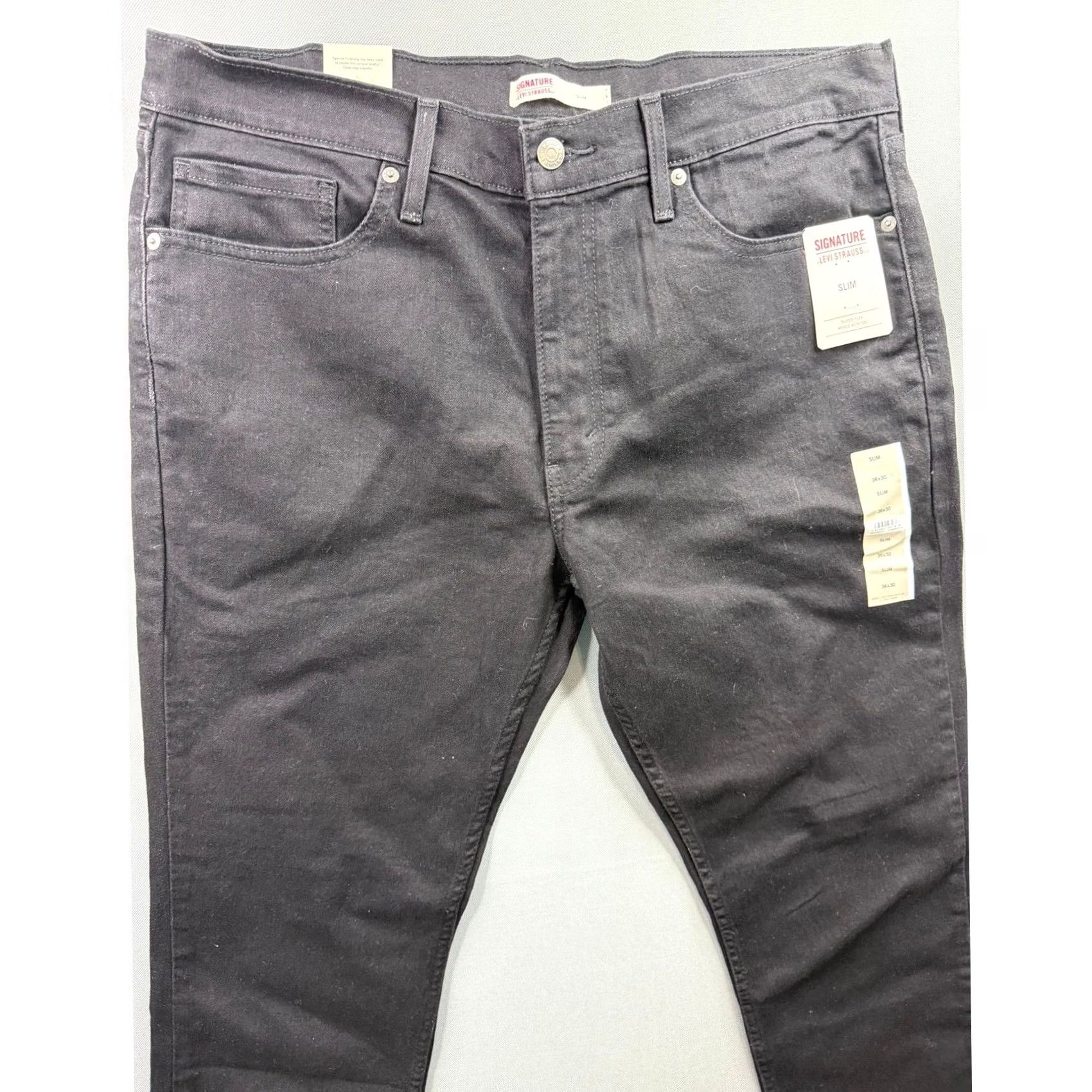 Vintage Levi Strauss Signature Slim Jeans Mens Black 36x30 Super Flex Stretch Slim Fit Denim Straight 5-Pocket Zip Button Waist 36 Mens Black Size US 36 / EU 52 - 6 Thumbnail