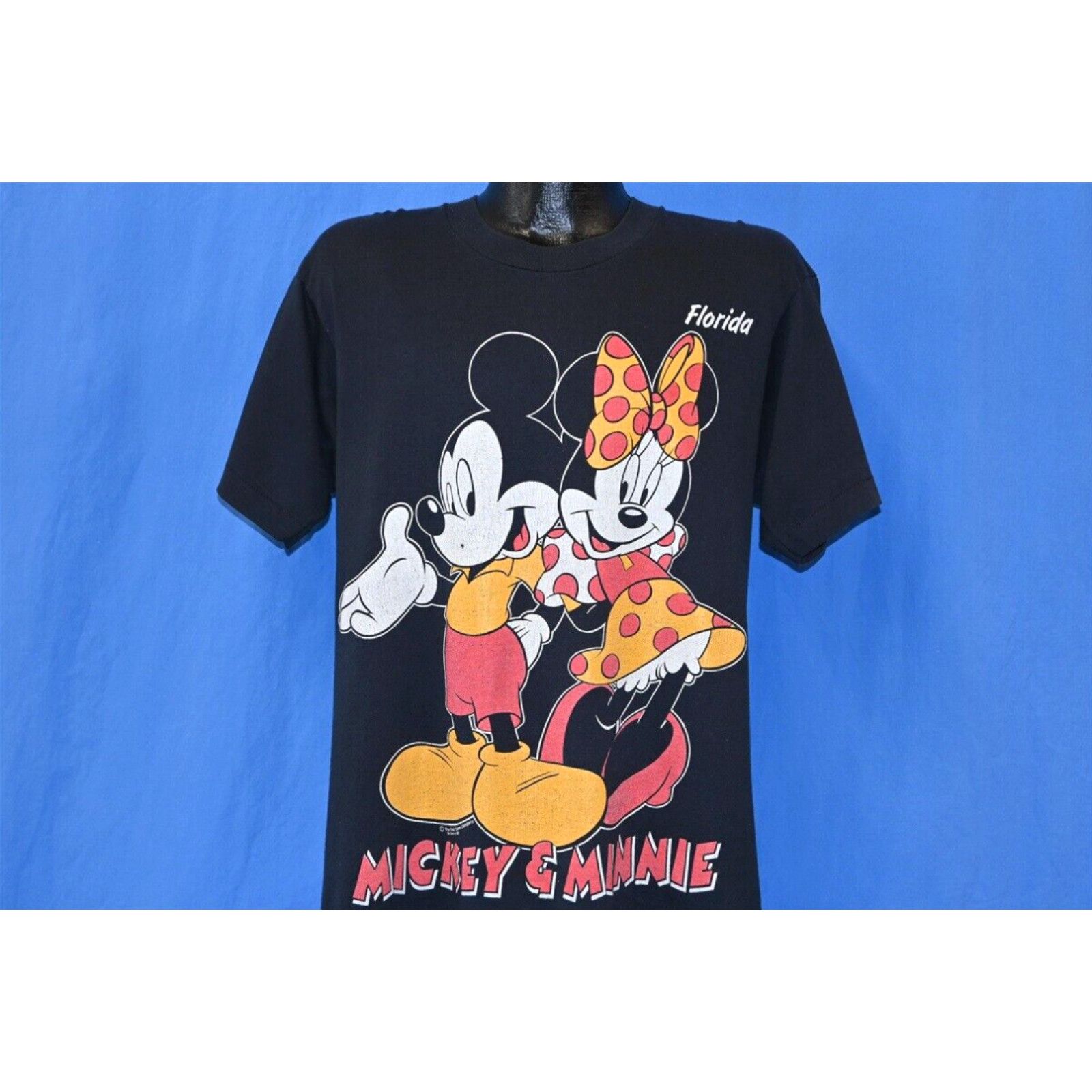 image of VTG 90's Mickey Minnie Mouse Florida Disney Cartoon Character Tourist T-Shirt L in White (Size Larg