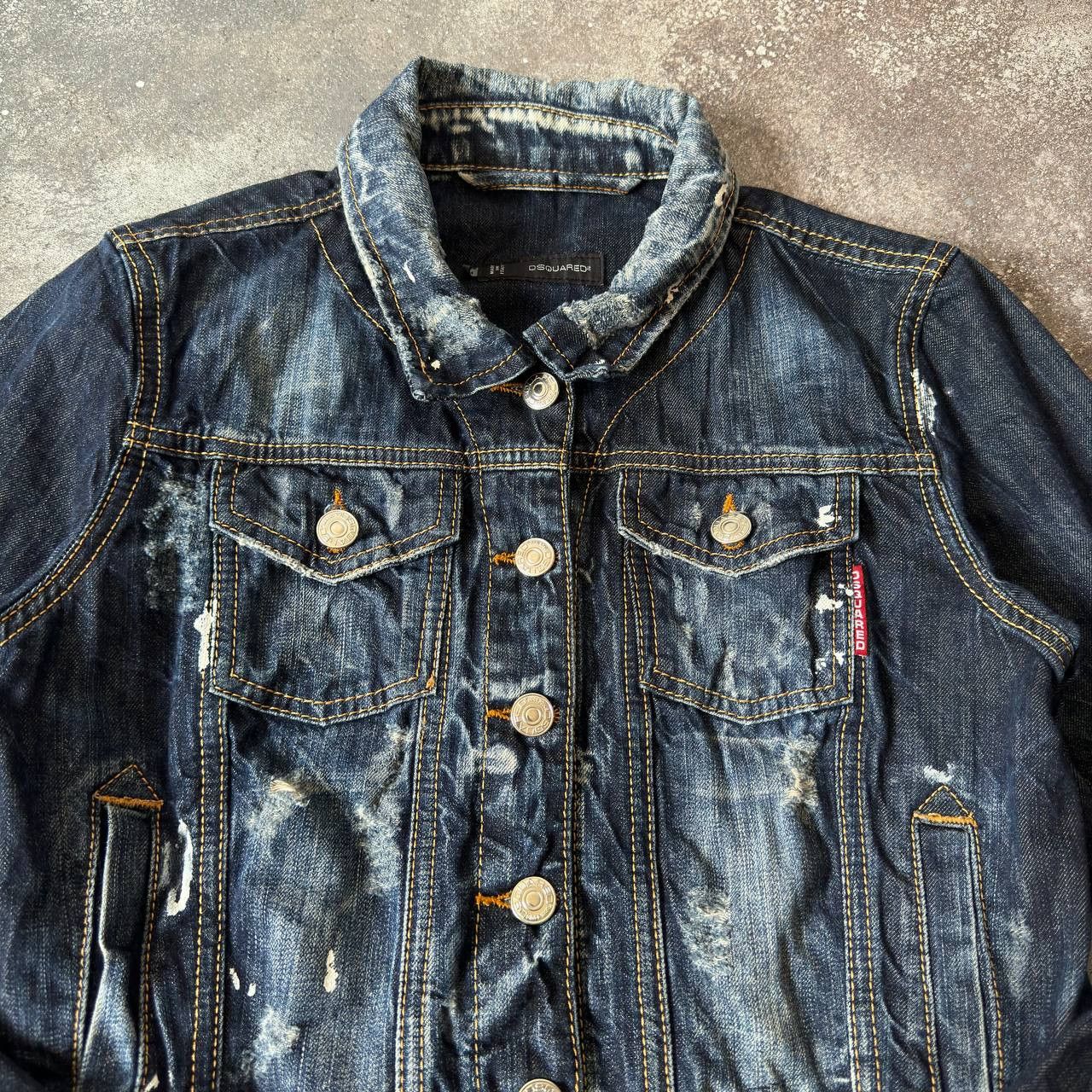 Dsquared2 DSQUARED2 Distressed/Washed Denim Cropped Jacket Size S / US 4 / IT 40 - 5 Thumbnail
