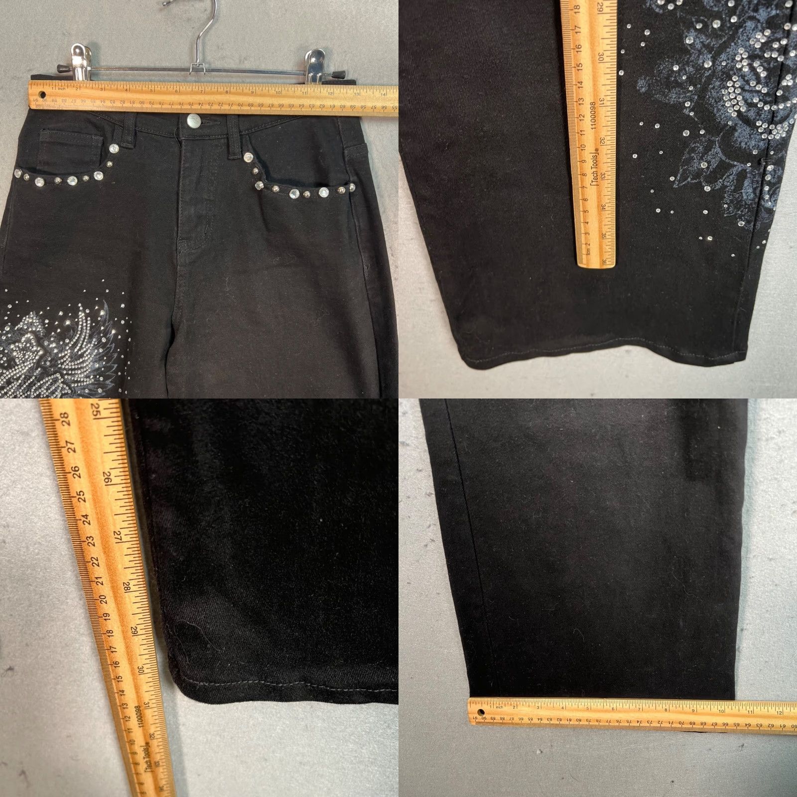 I.AM.GIA I.AM.GIA Black Rhinestone Embellished Wide Leg Denim Pants Womens Small Size S Denim Jeans Rhinestone 5-Pocket Brand: I.AM.GIA Womens Shoes? Size 28" / US 6 / IT 42 - 8 Thumbnail